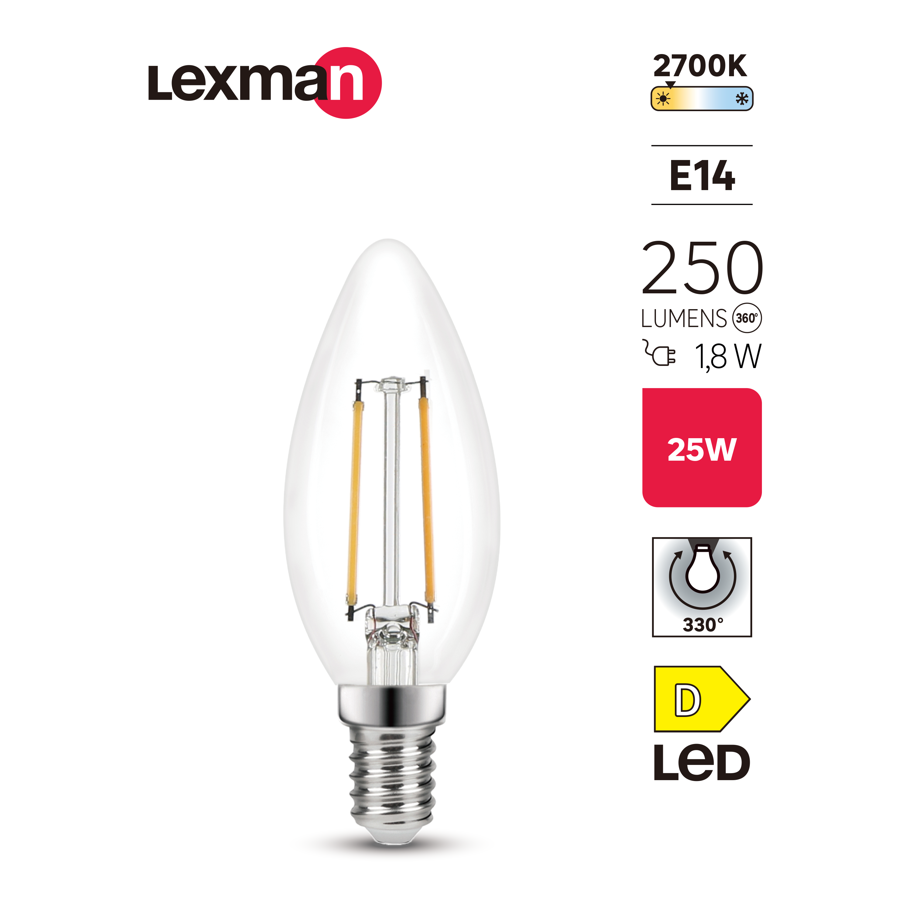 Lâmpada LED filamento C35 E14 250 lm 2700 k Lexman - 4