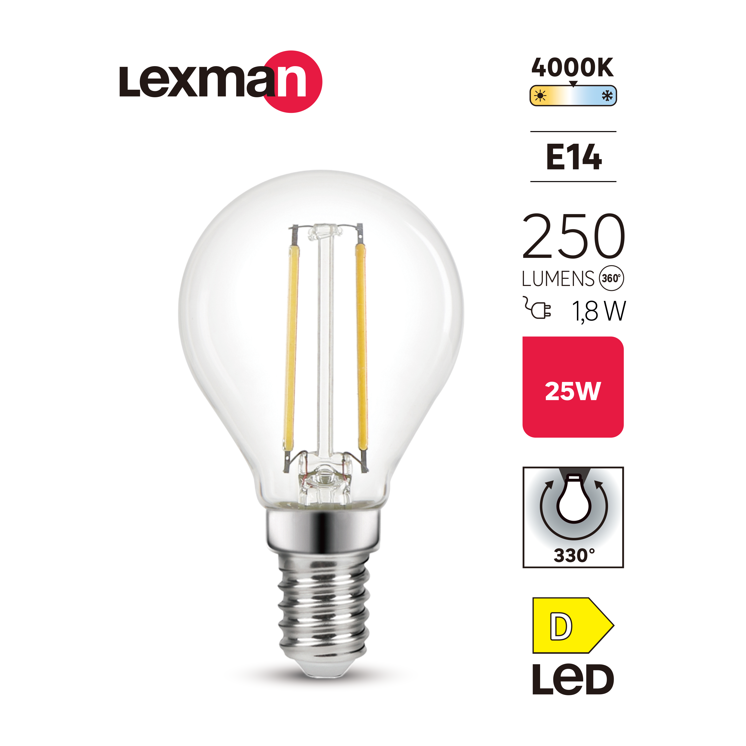 Lâmpada LED E14 250LM 4000K Lexman - 3