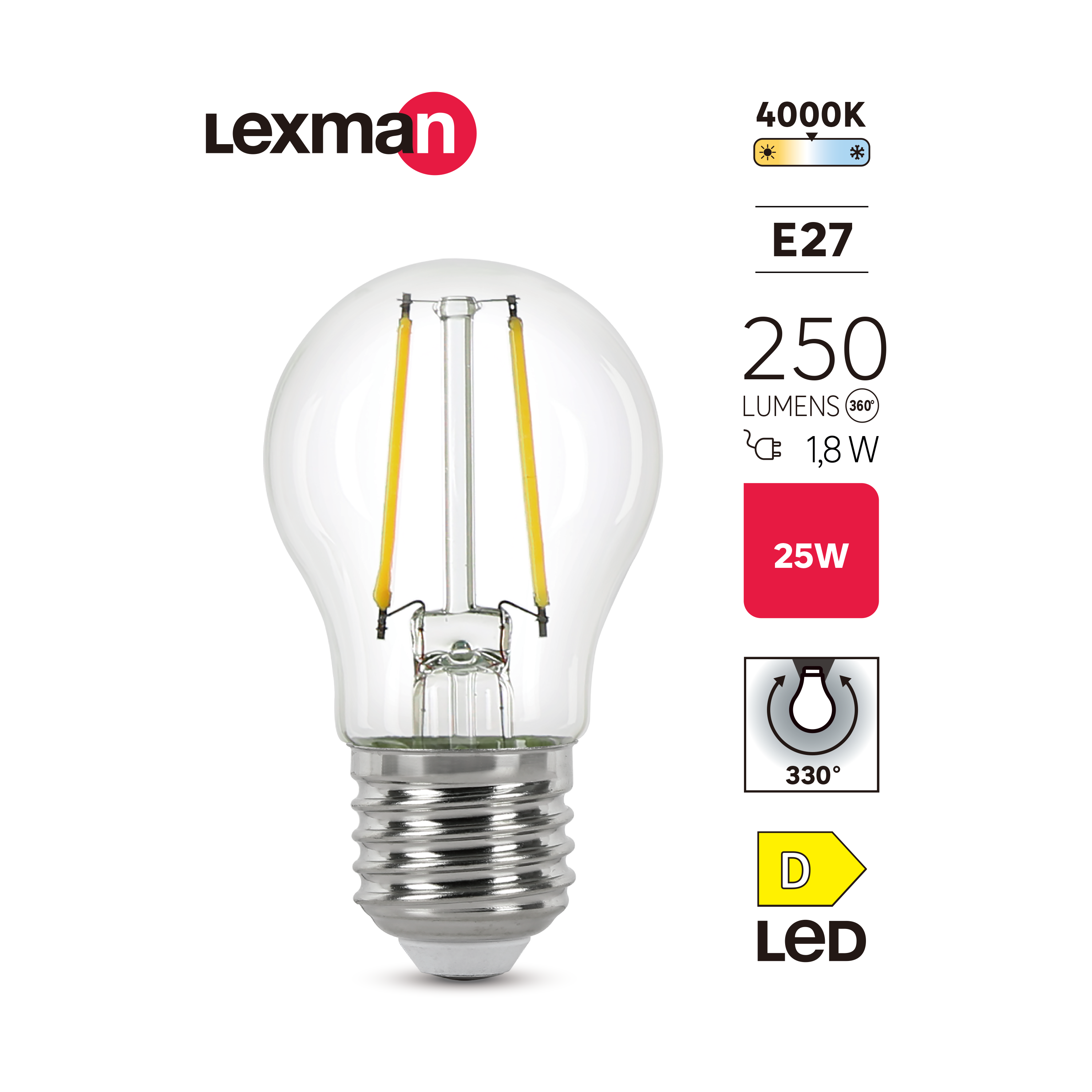 Żarówka LED E27 1.8 W 250 lm Neutralna biel Lexman - 4