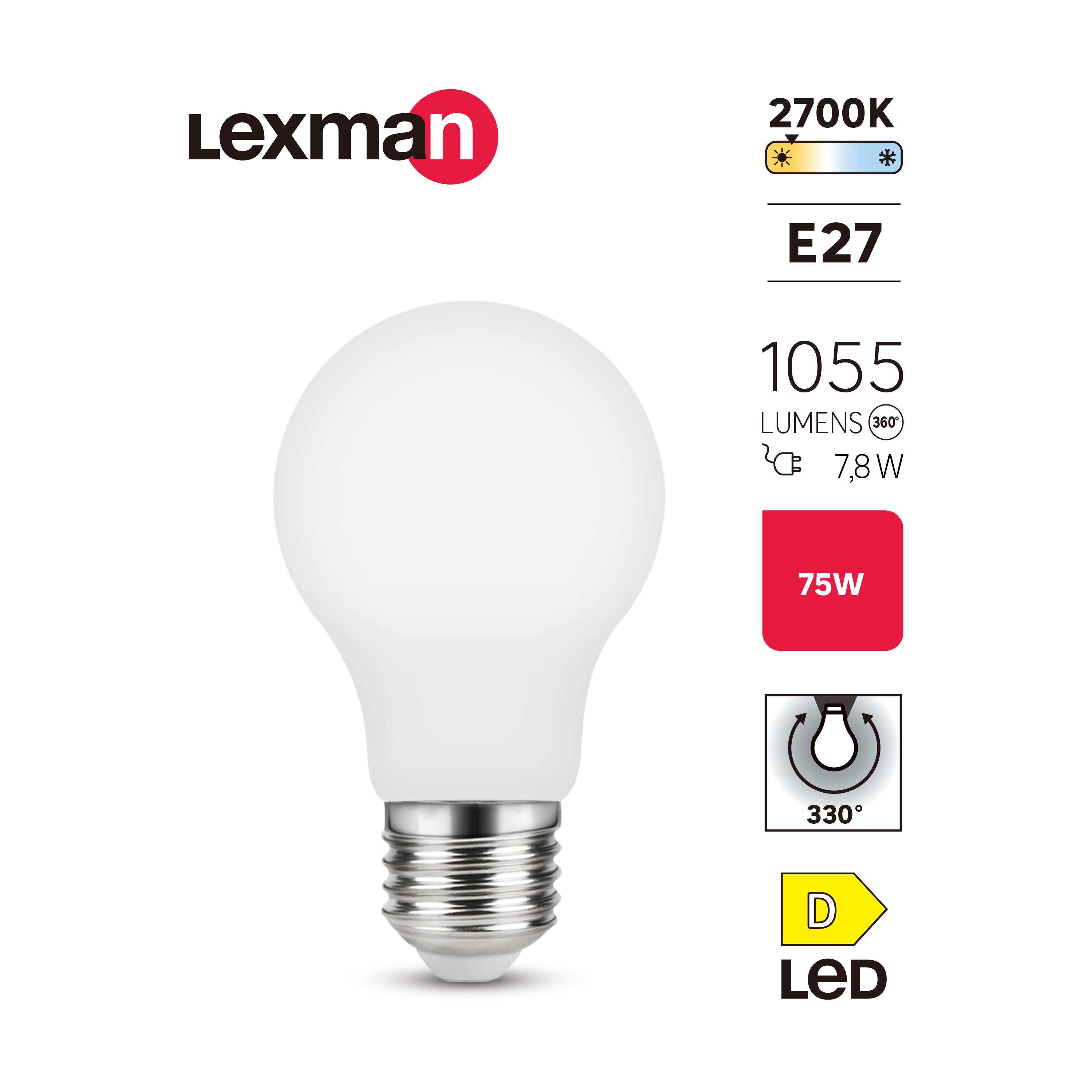 Lâmpada LED filamento A60 E27 1055 lm 2700 k Milky - 3