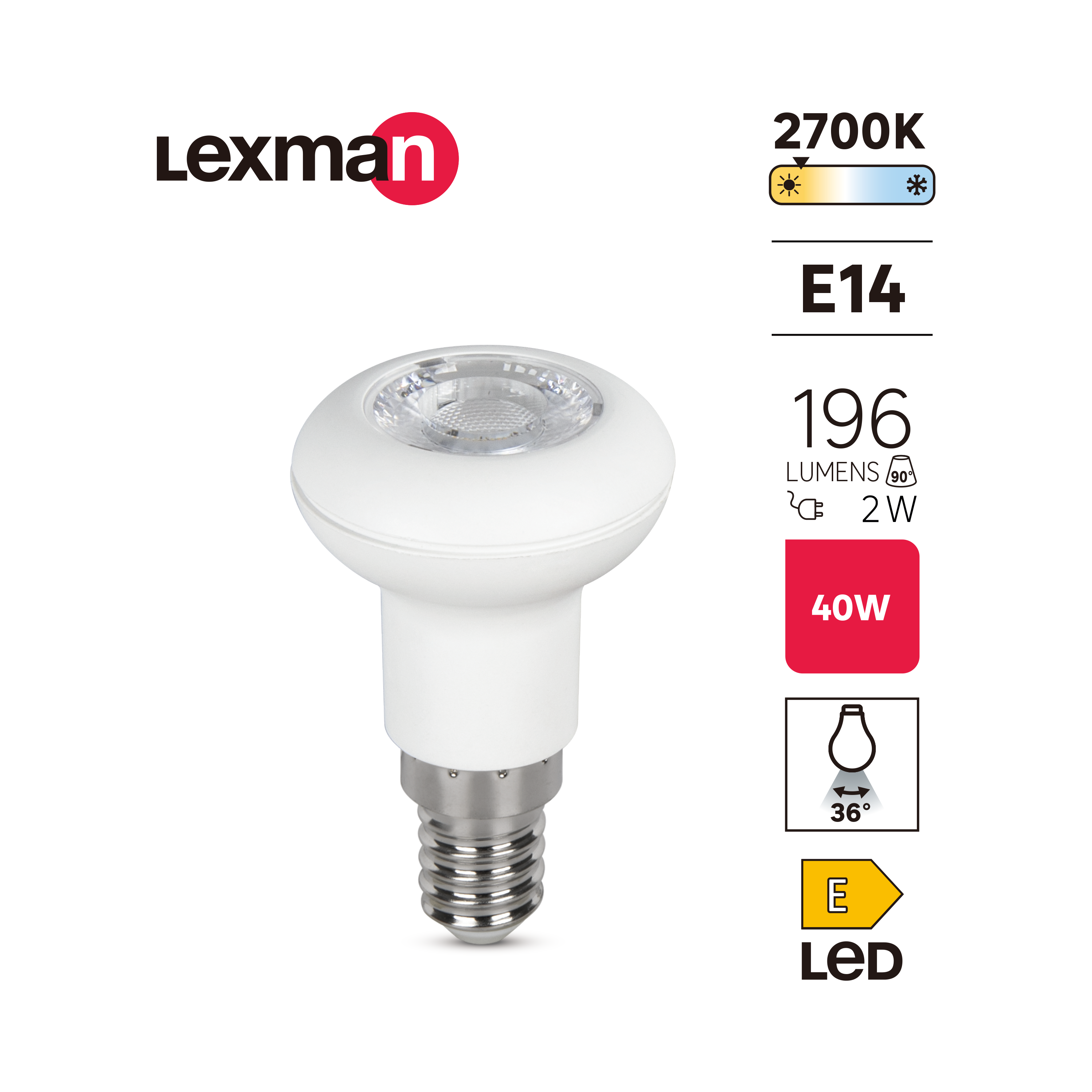 Żarówka LED E14 2 W 196 lm Ciepła biel Lexman - 5