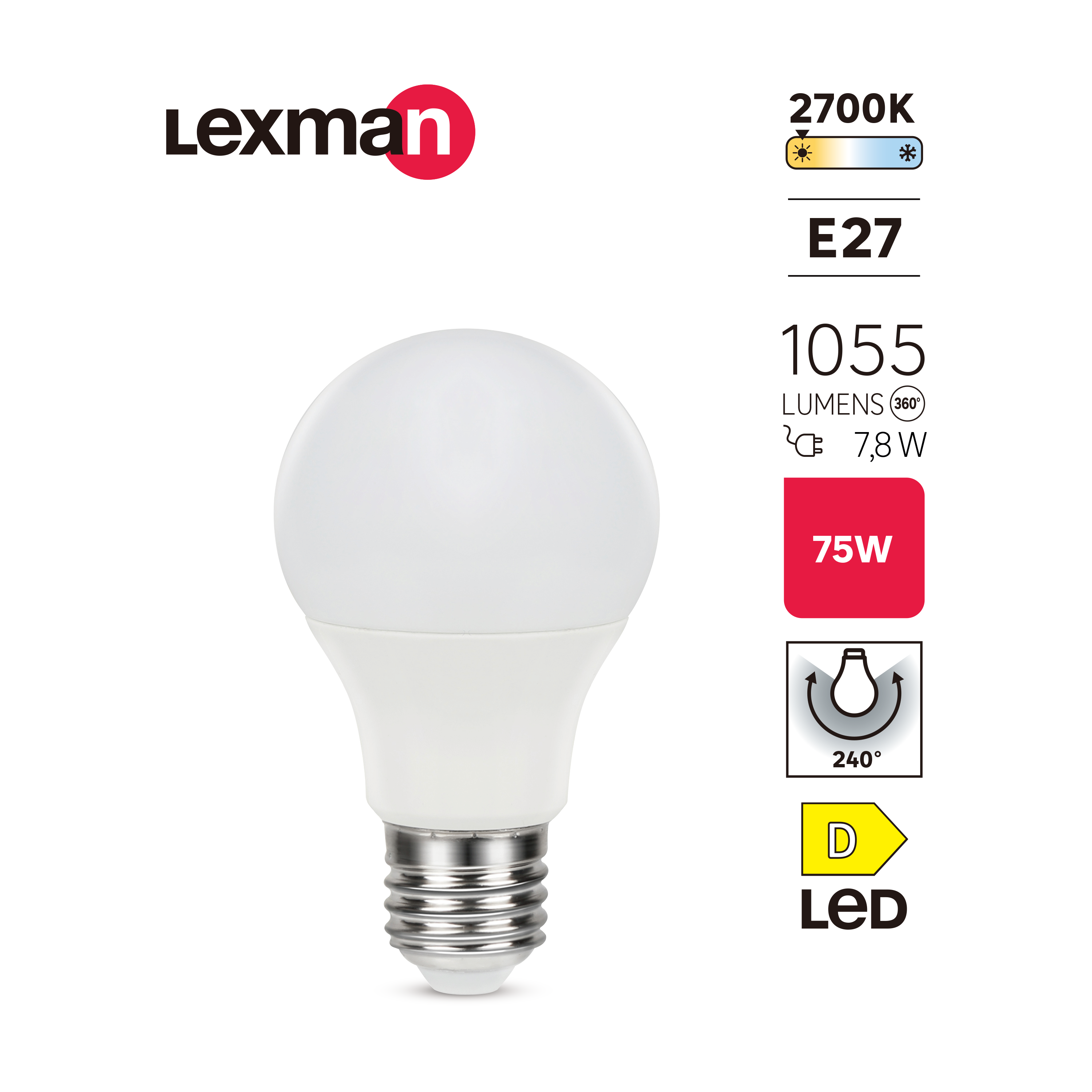 Lâmpada LED A60 E27 1055 lm 2700 k Lexman - 4