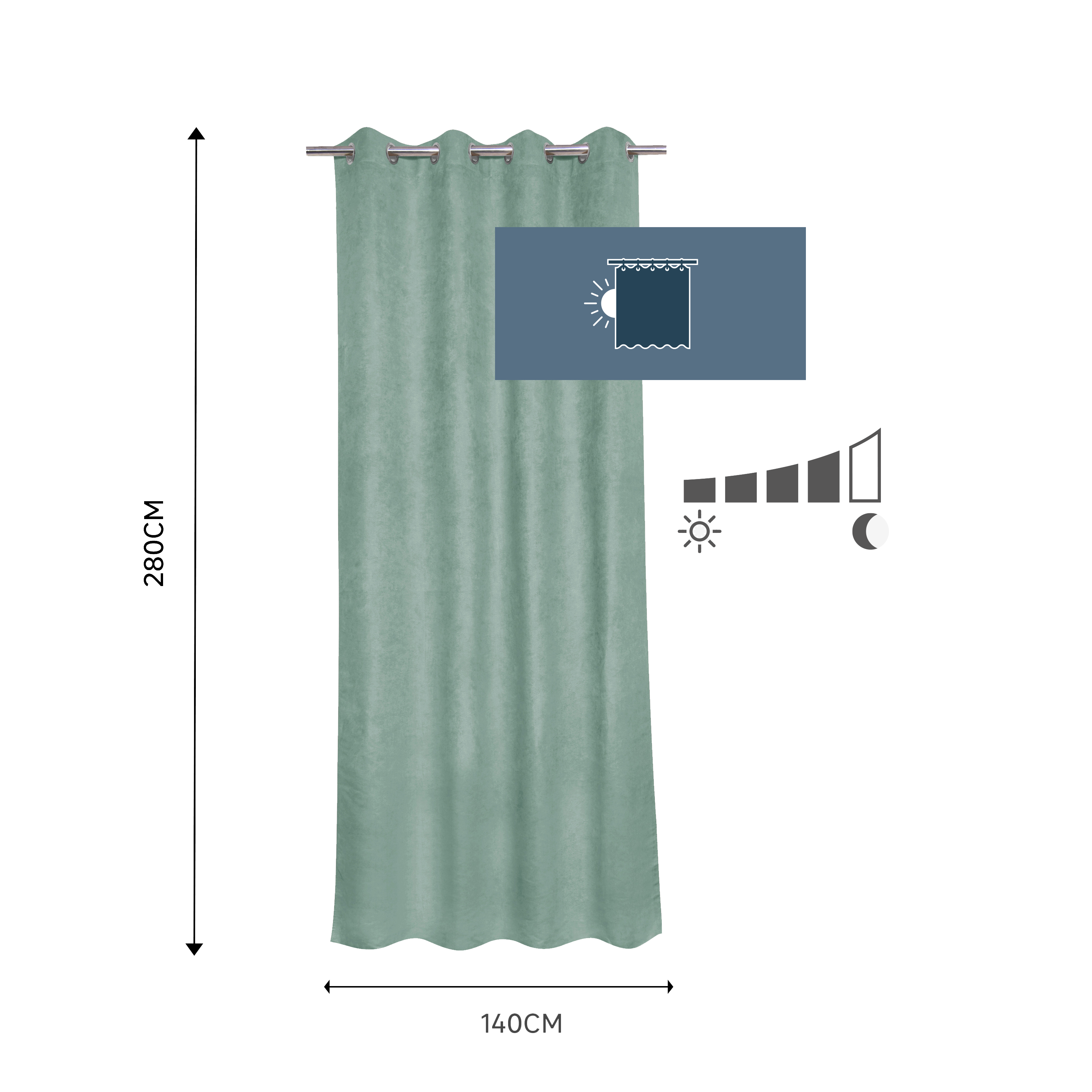Tenda New Manchester verde cactus, occhiello 140x280 cm INSPIRE - 16
