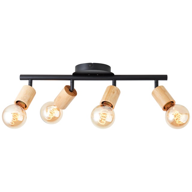 Plafonnier 4 spots métal et bois noir mat E27  TIFFANY  - BRILLIANT (99683/76)