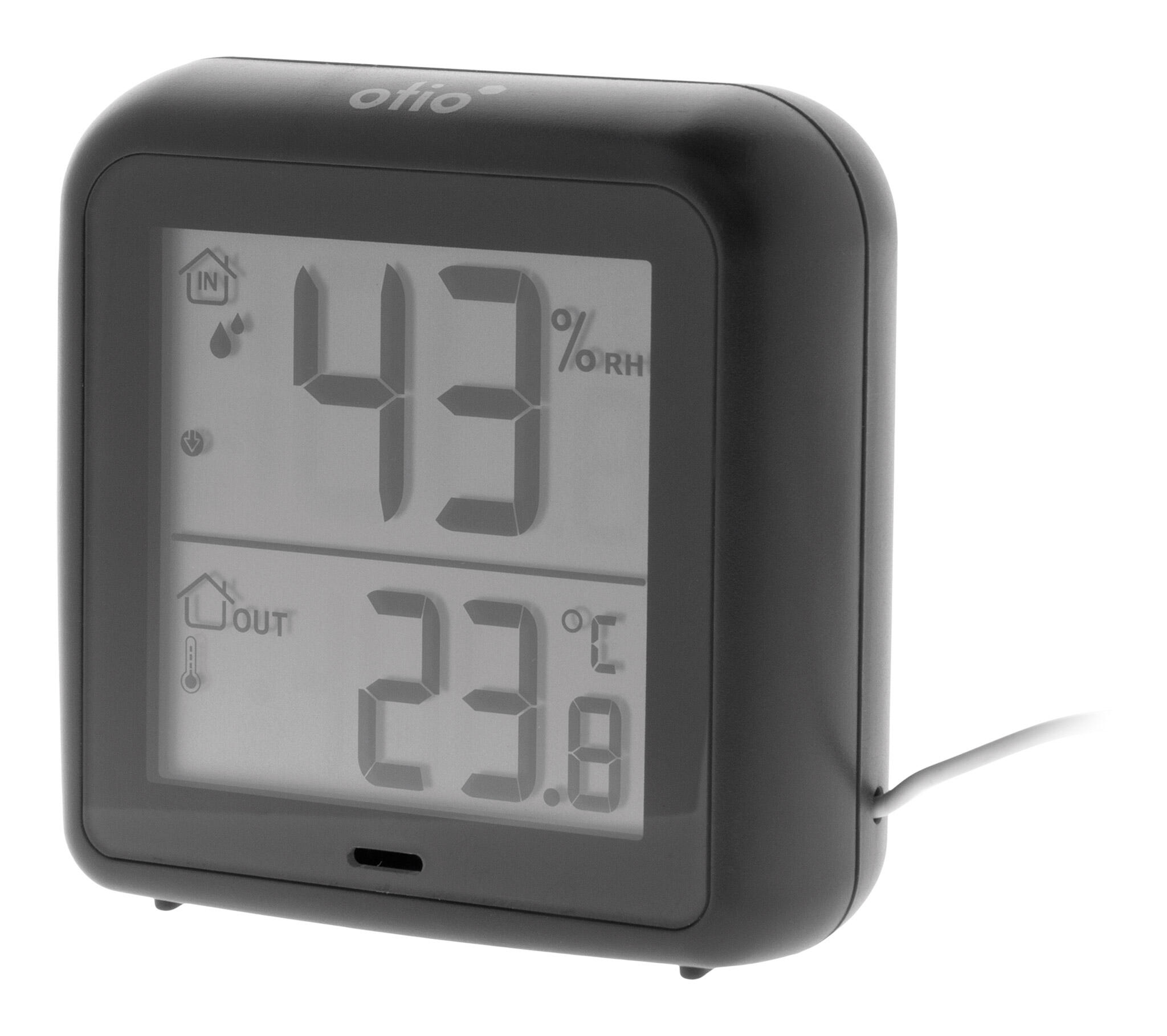 Thermomètre Hygromètre OTIO haute précision à sonde filaire gris anthracite - 4