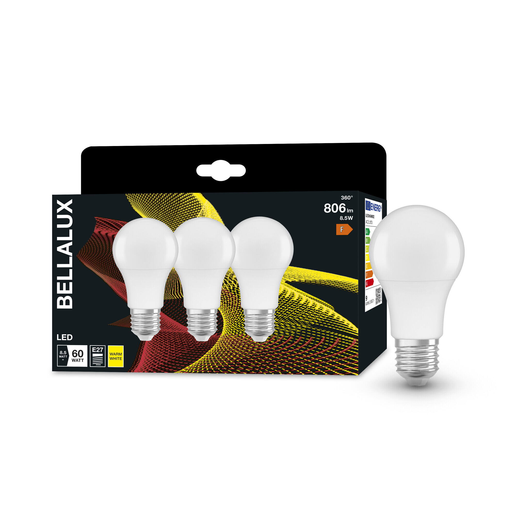 Pack de 3 bombillas led e27 estándar 806 lm blanco cálido