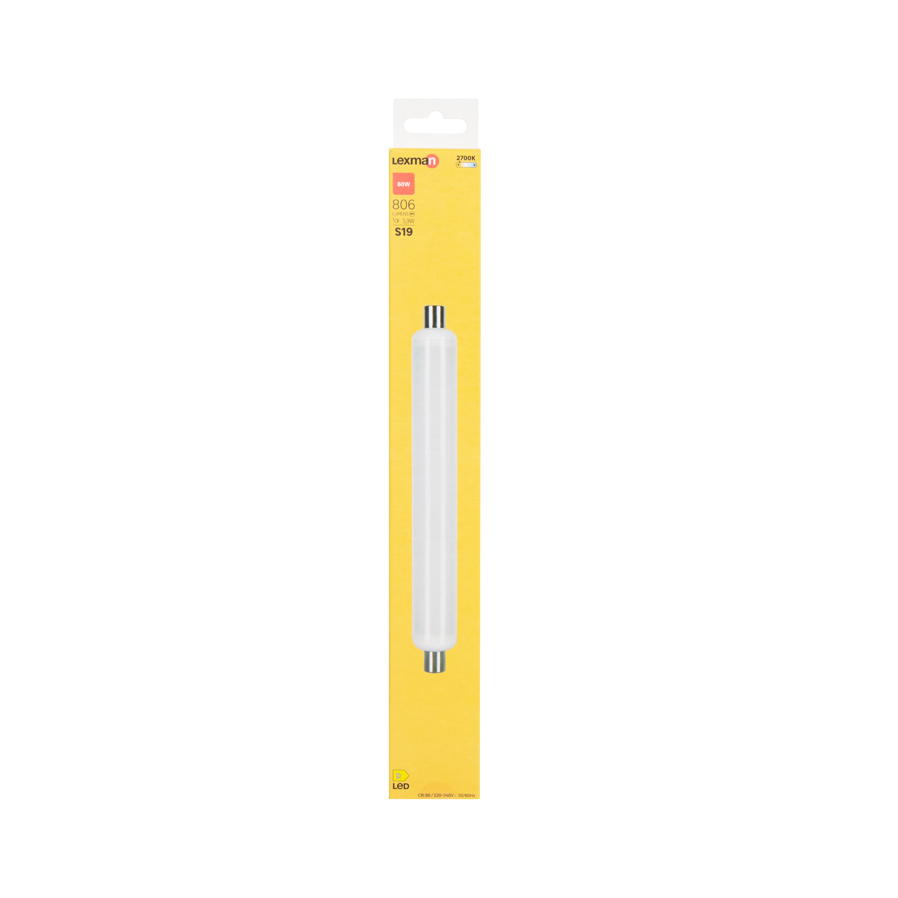Ampoule led, tube S19, 806lm = 60W, blanc chaud, LEXMAN - 4