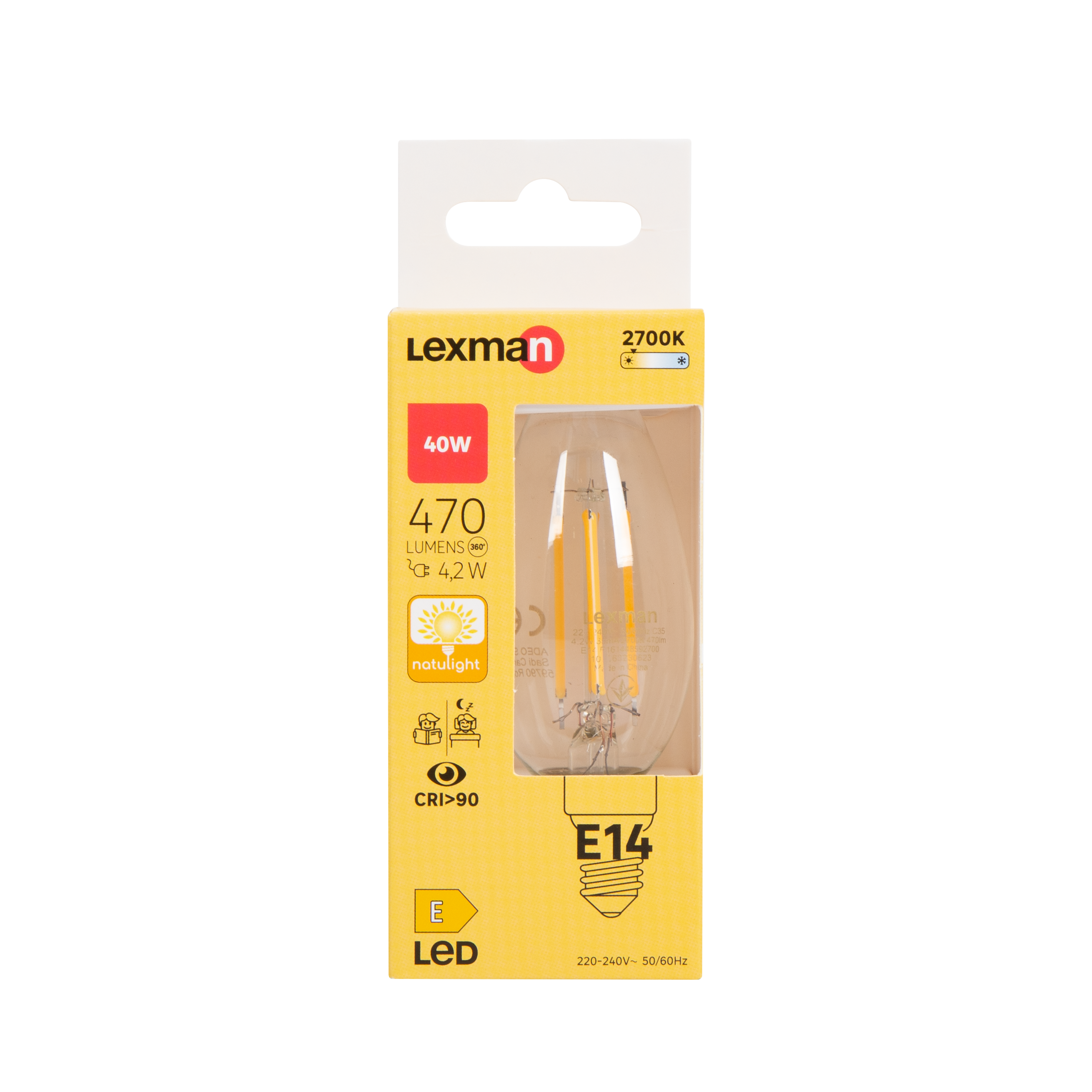 Lâmpada natulight C35 E14 470lm 2700K Lexman - 5