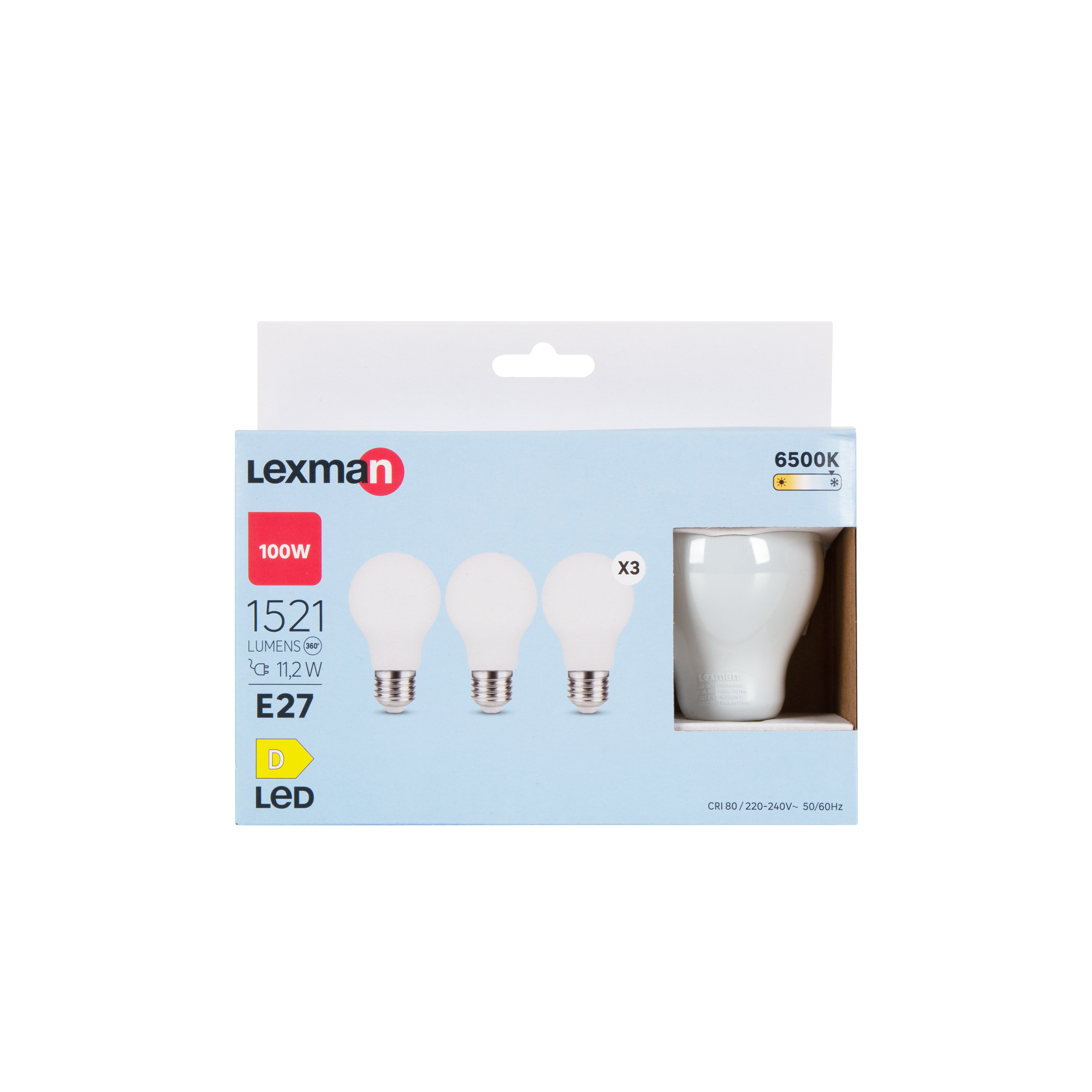 Set da 3 lampadine LED, E27 goccia, opaco, luce fredda, 11.2W= 1521 LM (equiv 100 W), 330°, LEXMAN - 7