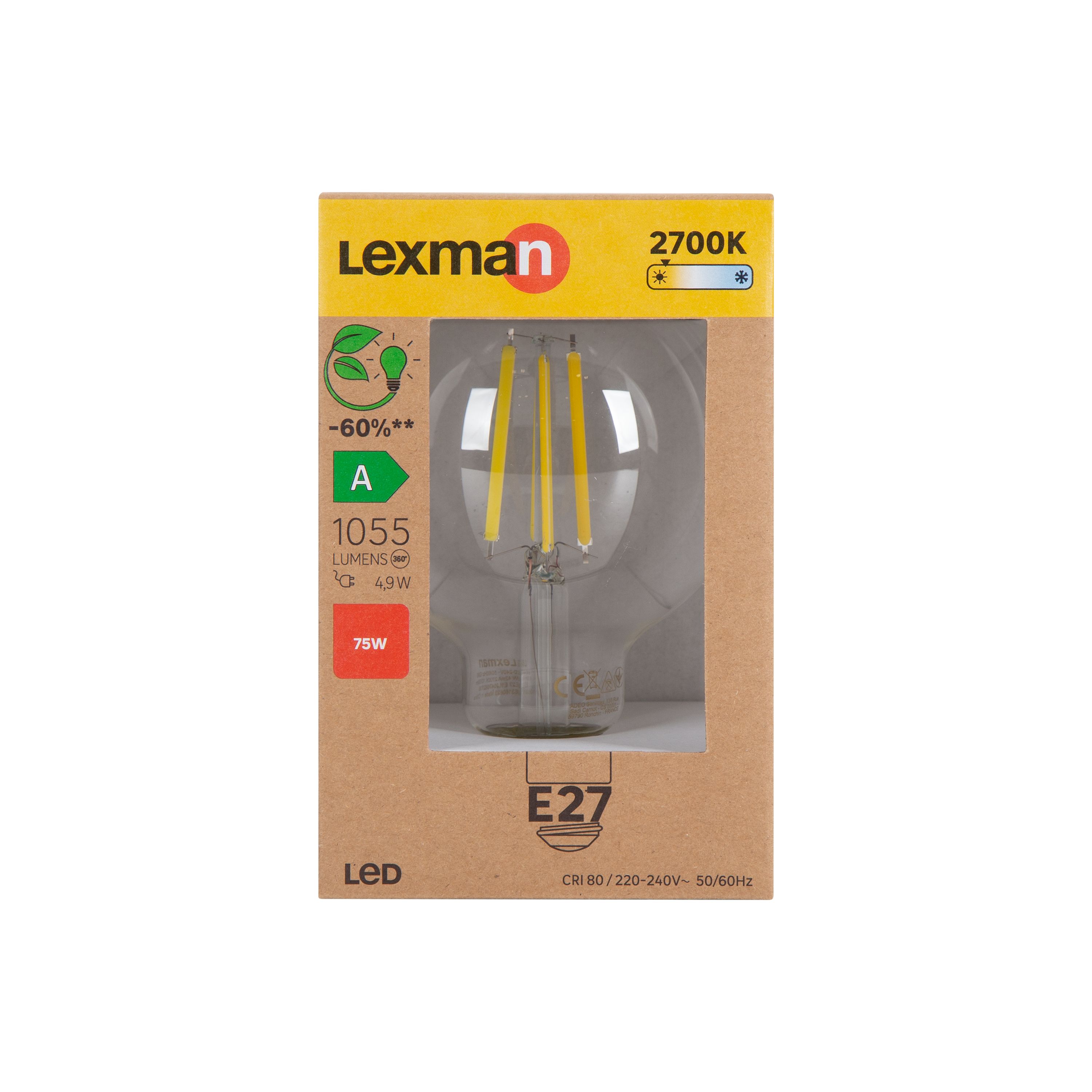 Ampoule led, globe 95mm E27, 1055lm, classe énergétique A, blanc chaud, LEXMAN - 4