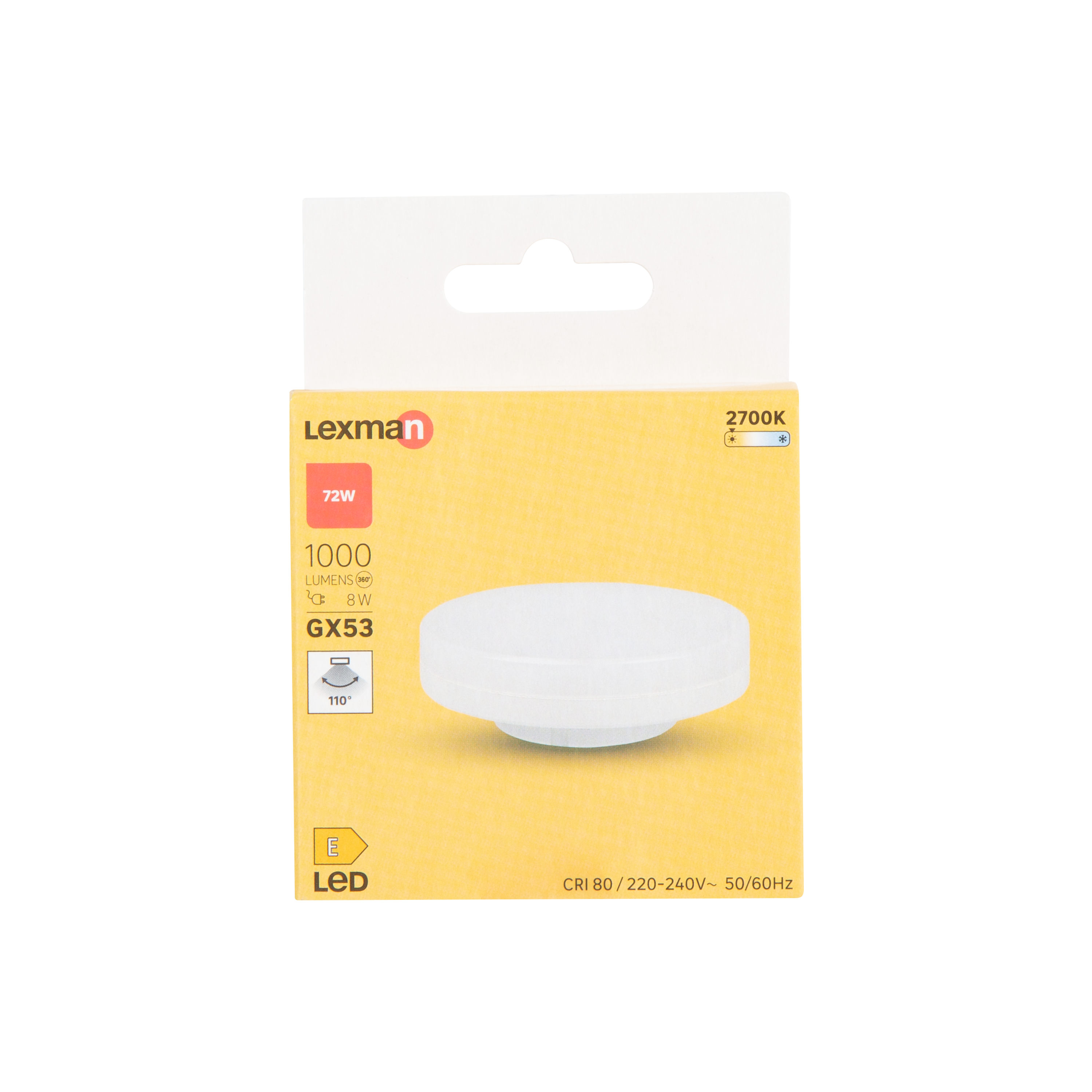 Ampoule led, disque GX53, 1000lm = 72W, blanc chaud, LEXMAN - 4