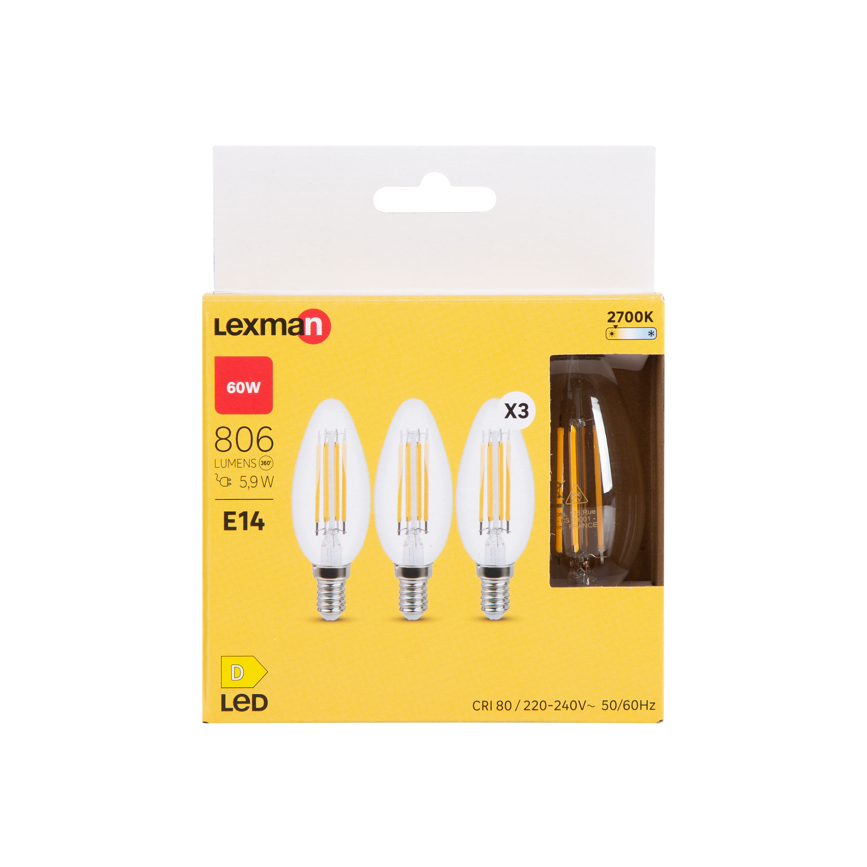 Żarówka LED E14 3 szt. 5,9 W 806 lm Ciepła biel Lexman - 6