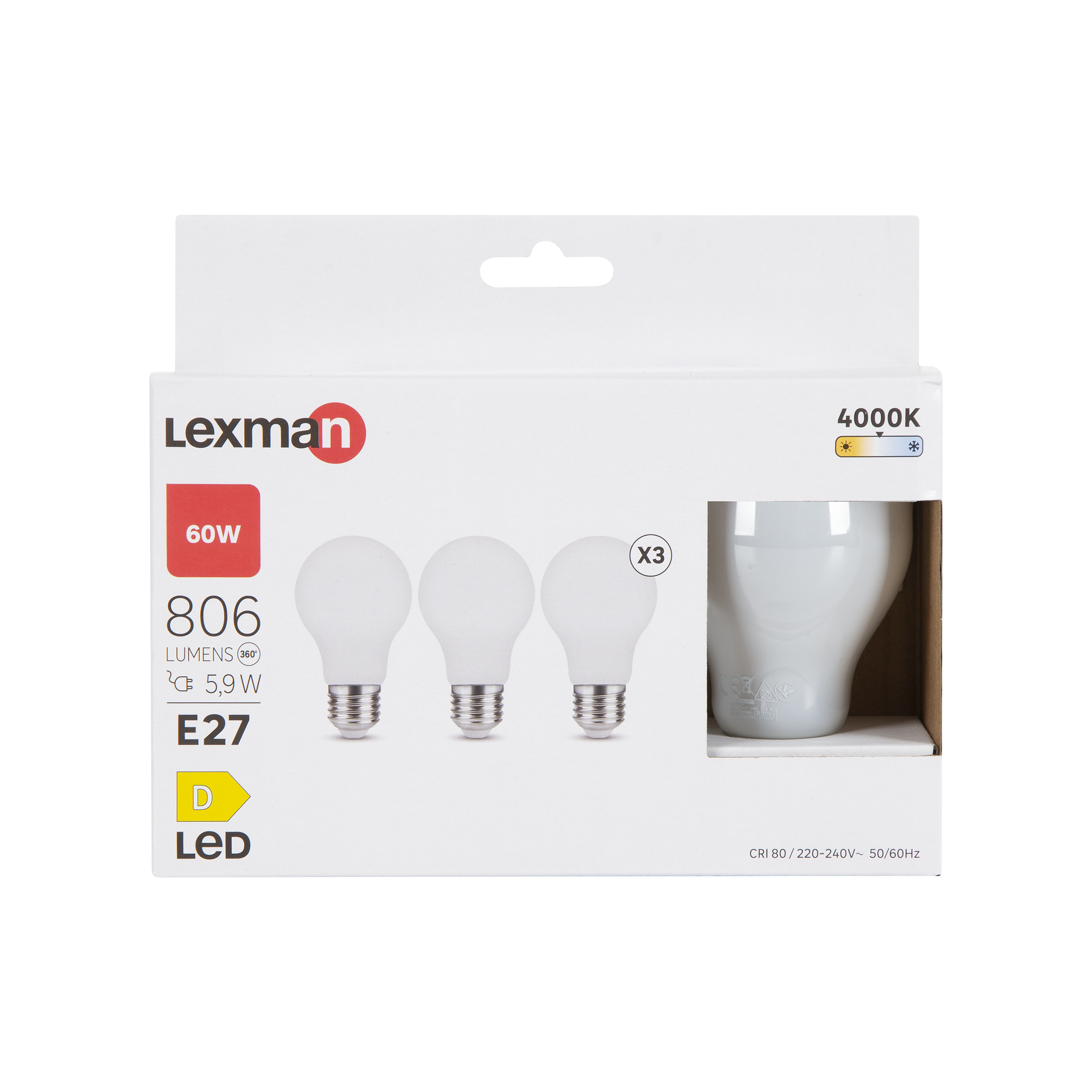 Żarówka LED E27 3 szt. 5,9 W 806 lm Neutralna biel Lexman - 7
