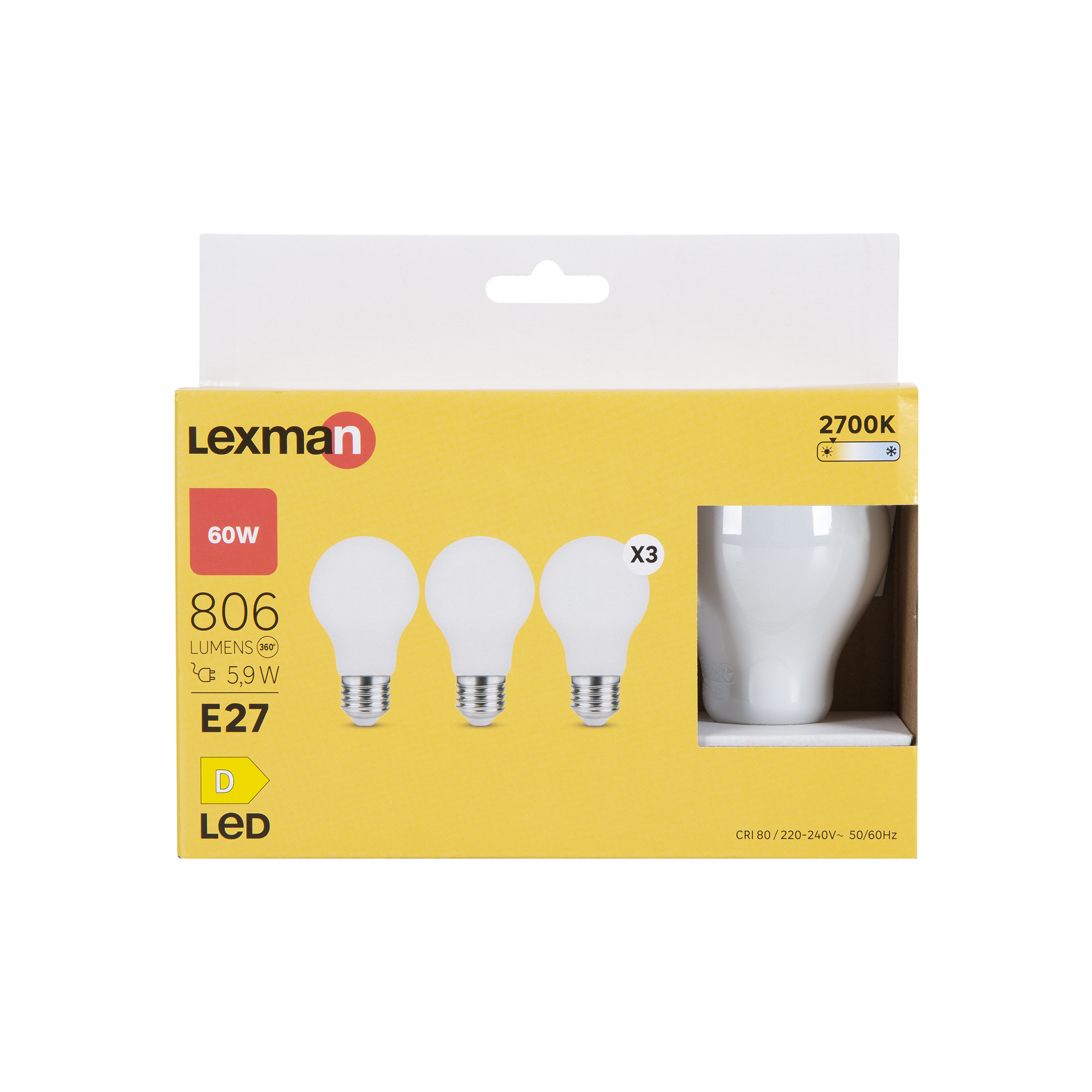 Żarówka LED E27 3 szt. 5,9 W 806 lm Ciepła biel Lexman - 7