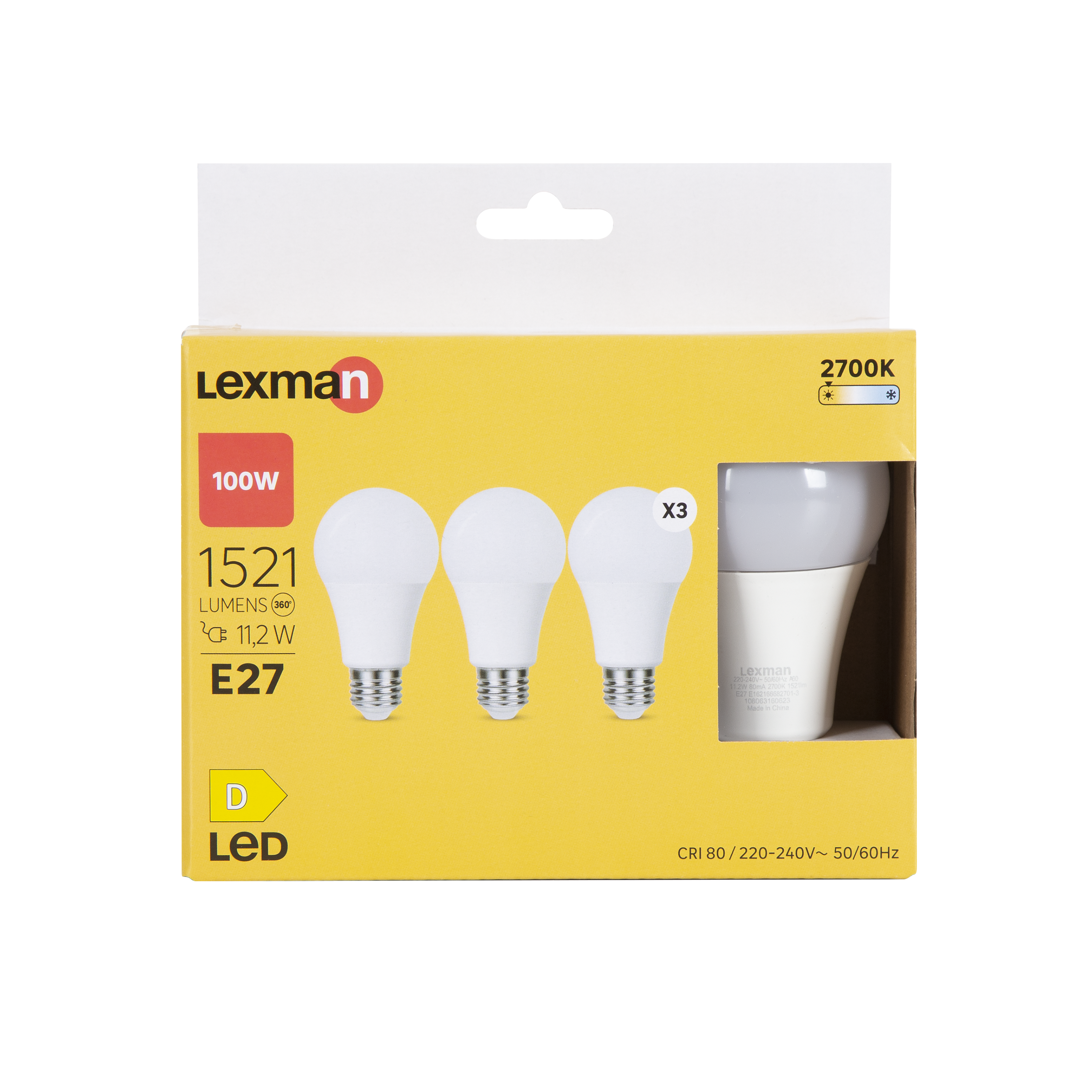 Lot de 3 ampoules led, plastique, E27, 1521lm = 100W, blanc chaud, LEXMAN - 4