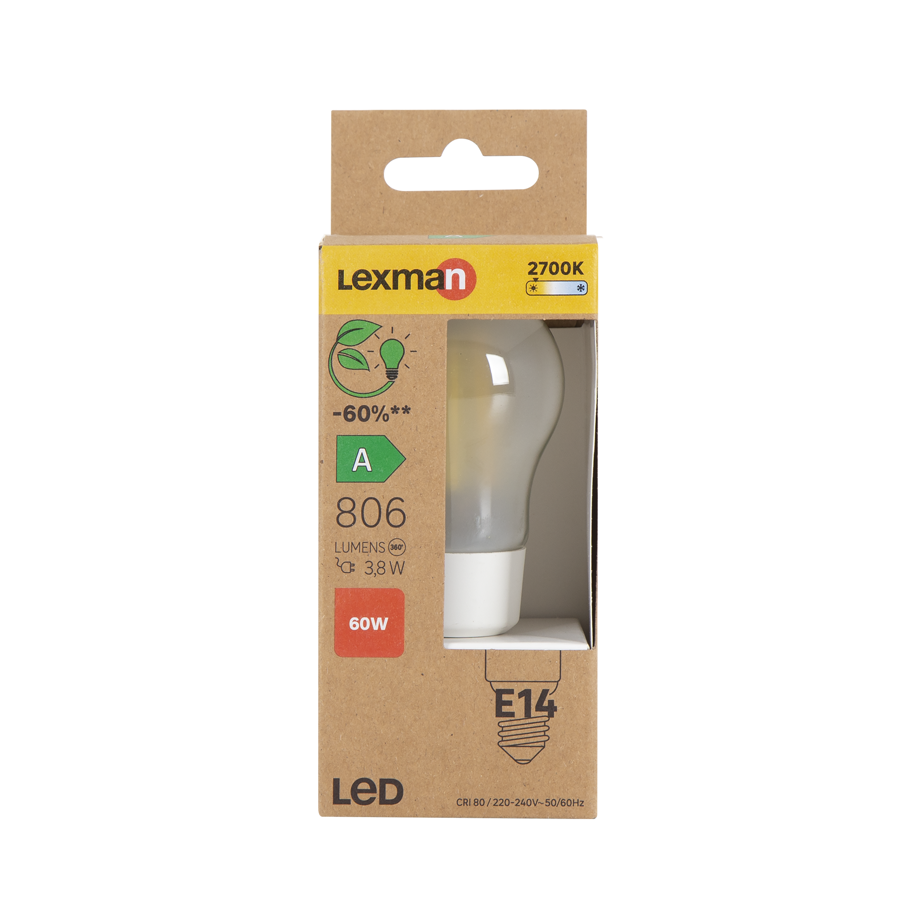 Ampoule led, sphérique, E14, 806lm, classe énergétique A, blanc chaud, LEXMAN - 4