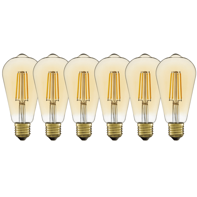 6 ampoules led décoratives, Edison E27, 300lm = 28W, blanc très chaud, LEXMAN