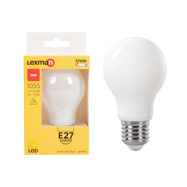 Żarówka E27 biała barwa 2700 K 1055 lumenów 7.8W LEXMAN