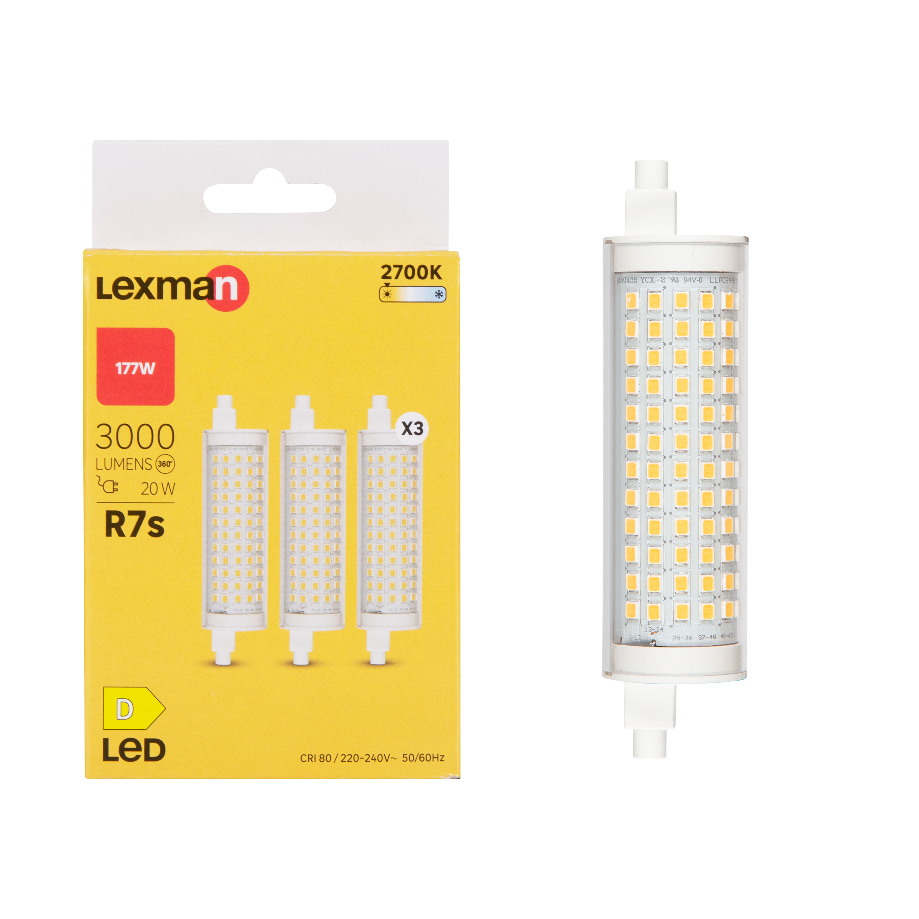 Żarówka LED R7S 3 szt. 20 W 3000 lm Ciepła biel Lexman