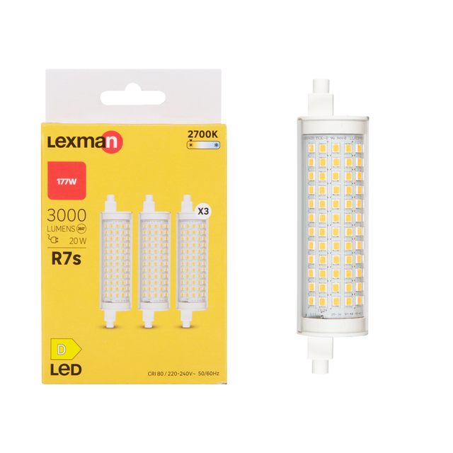 Żarówka LED R7S 3 szt. 20 W 3000 lm Ciepła biel Lexman