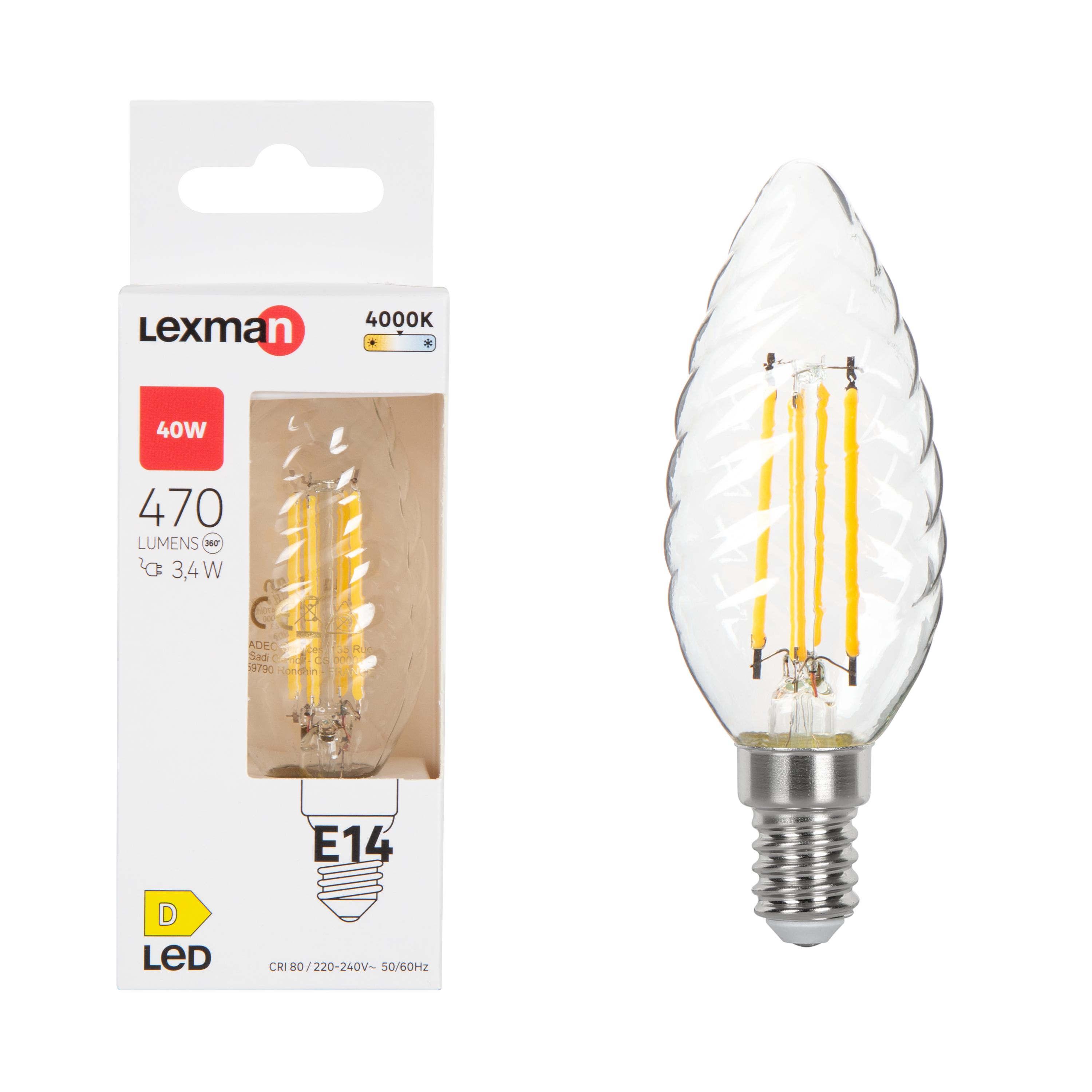 Żarówka LED E14 3,4 W 470 lm Neutralna biel Lexman