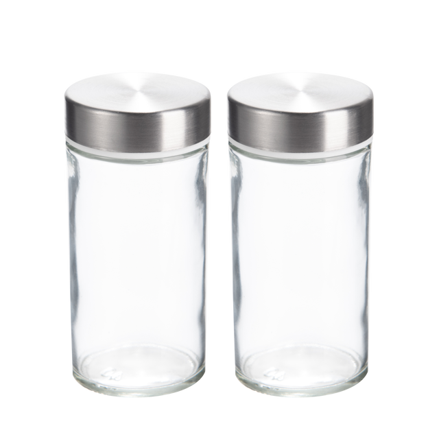 Lot de 2 pots à épices couvercle inox DELINIA