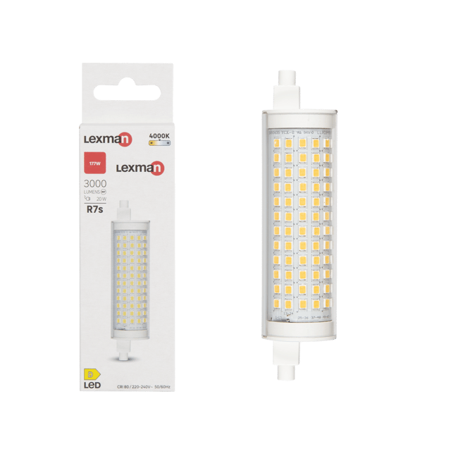 Ampoule led, tube R7S, 118mm, 3000lm = 177W, blanc neutre, LEXMAN