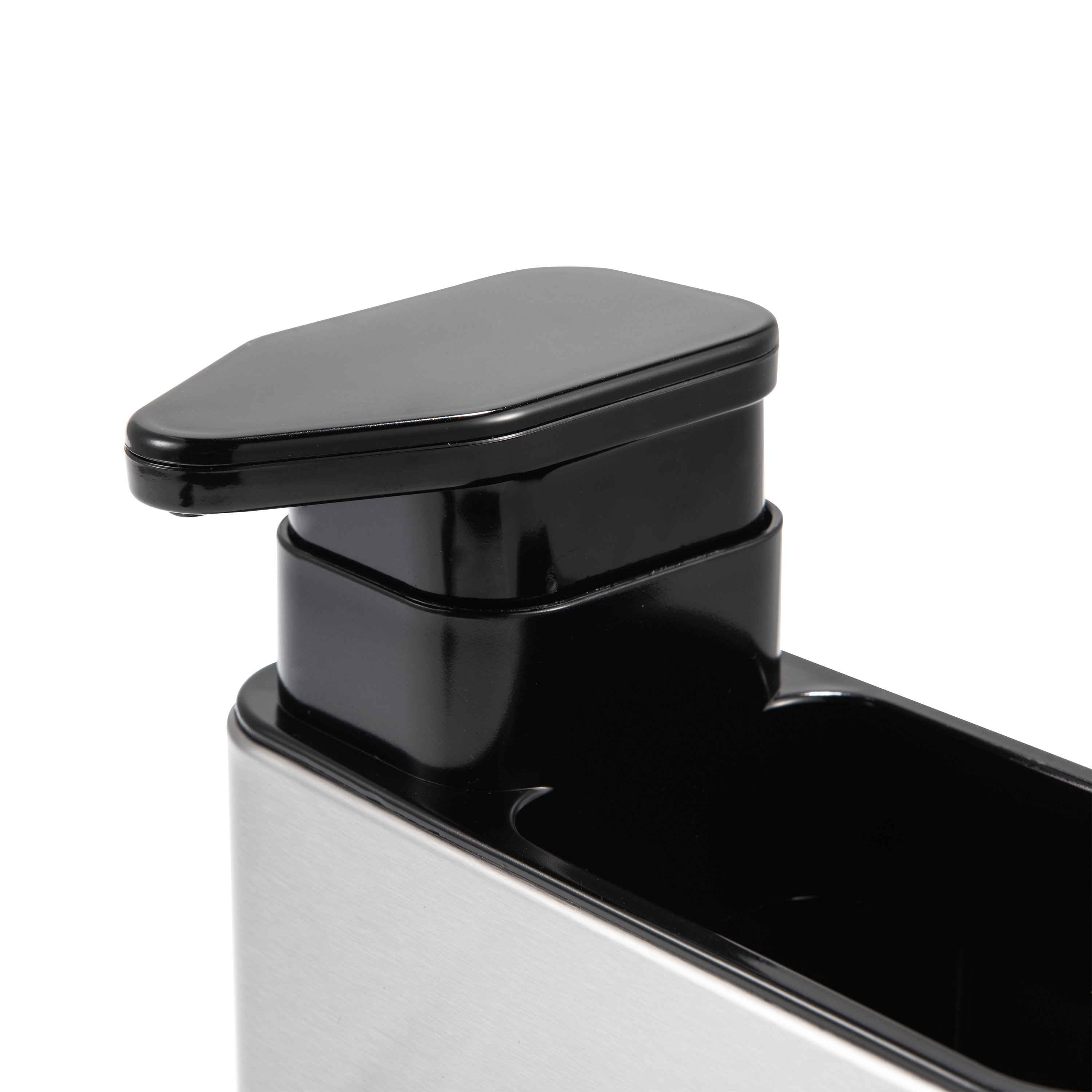 Doseador com porta esponja 300ml 12.8x18x18.5cm cinza/preto Delinia - 6