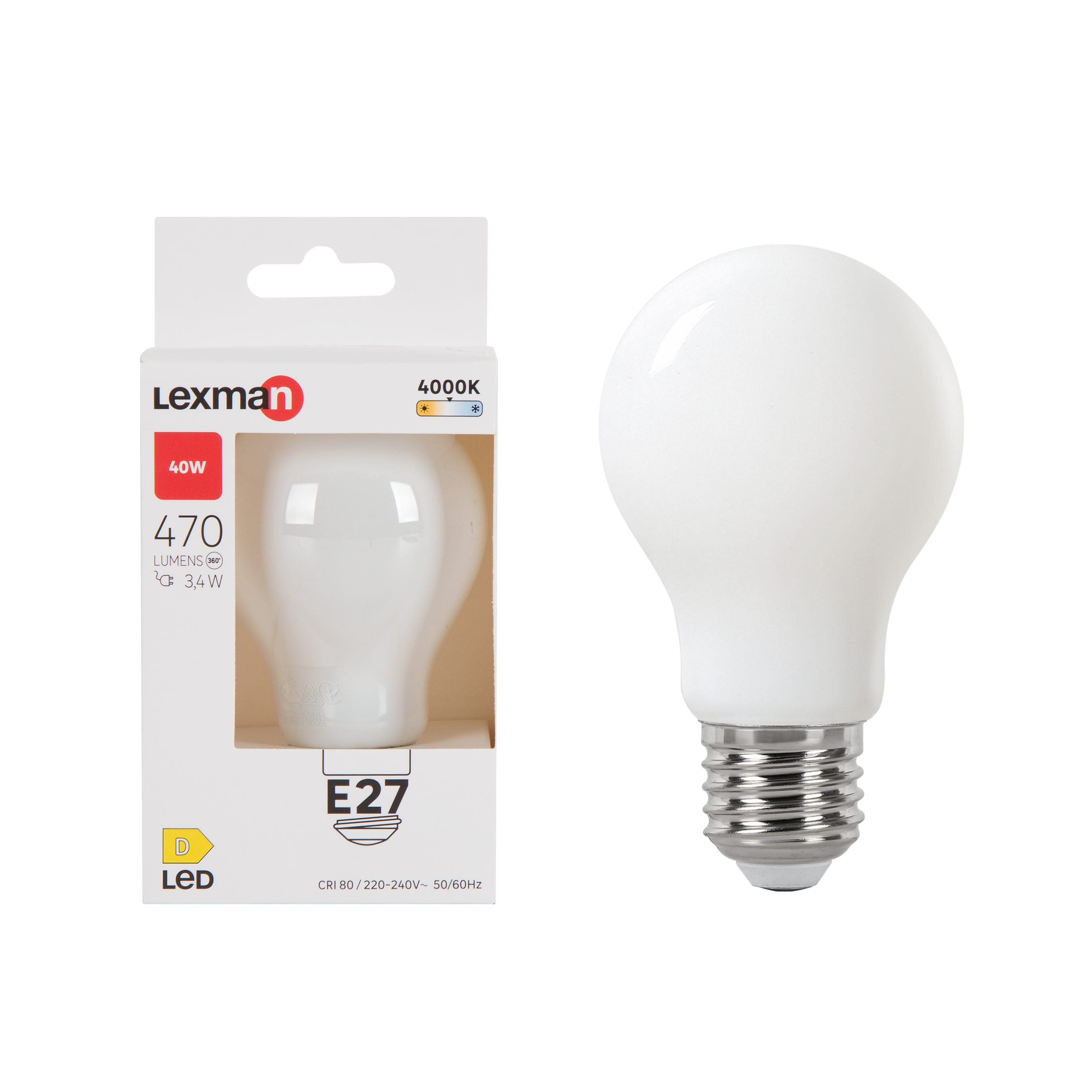 Ampoule Led E27 470lm 40W Blanc Neutre LEXMAN Leroy Merlin ampoule-led-e27-470lm-40w-blanc-neutre-lexman-leroy-merlin