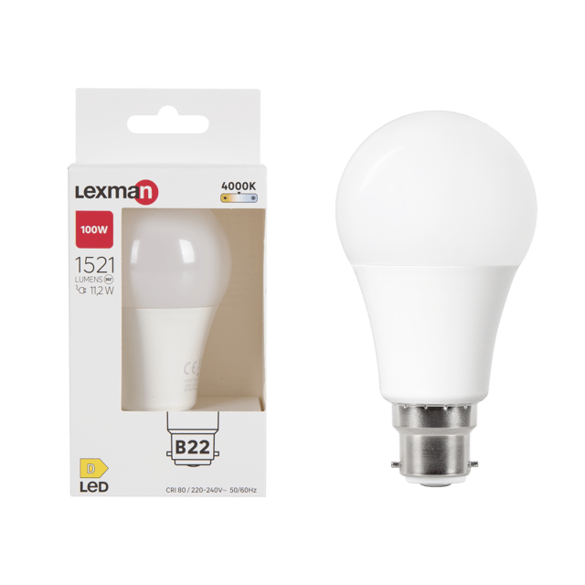 Ampoule led, B22, 1521lm = 100W, blanc neutre, LEXMAN