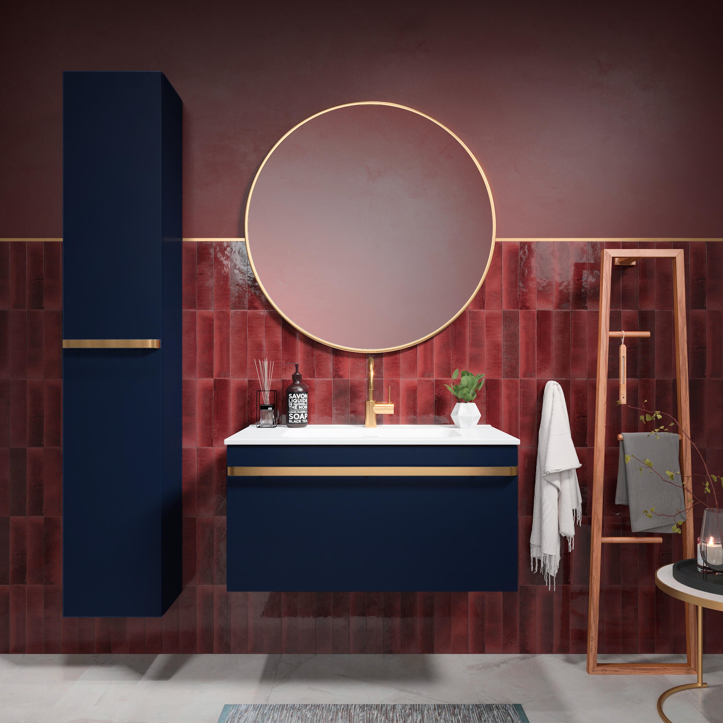 Mueble de baño con lavabo loa azul 80x45 cm