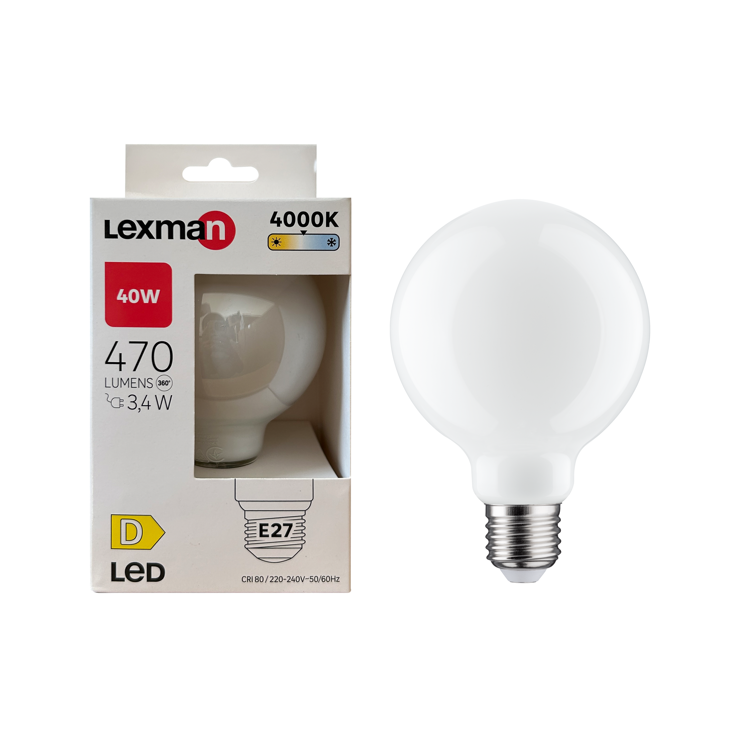 Lâmpada LED filamento G80 E27 470 lm 4000 k Milky - 3