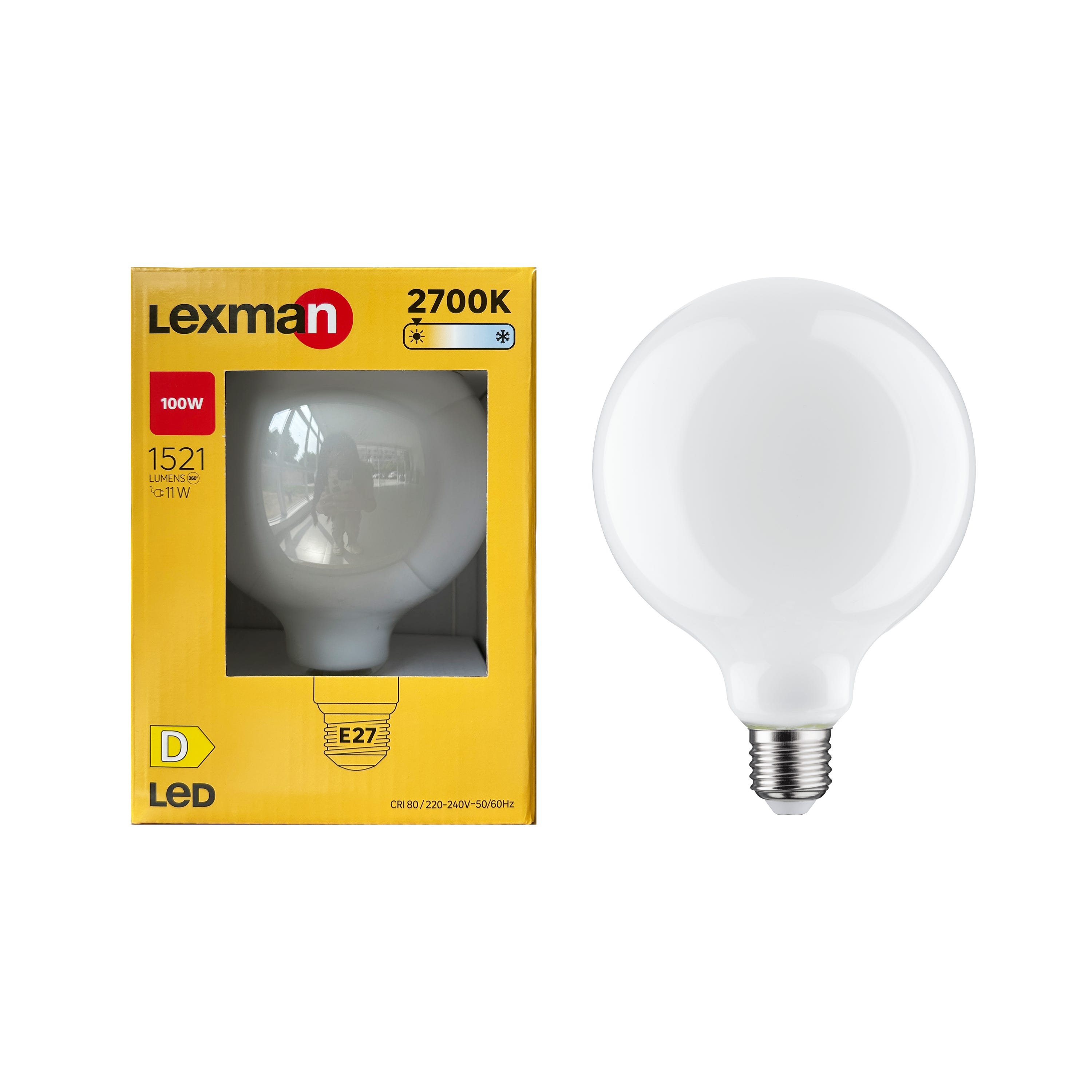 Ampoule Led, Sphérique E27, 470lm, Classe énergétique A, Blanc Neutre Lexman 89953919 Ampoule Led, Sphérique E27, 470lm, Classe énergétique A, Blanc Neutre Lexman 89953919