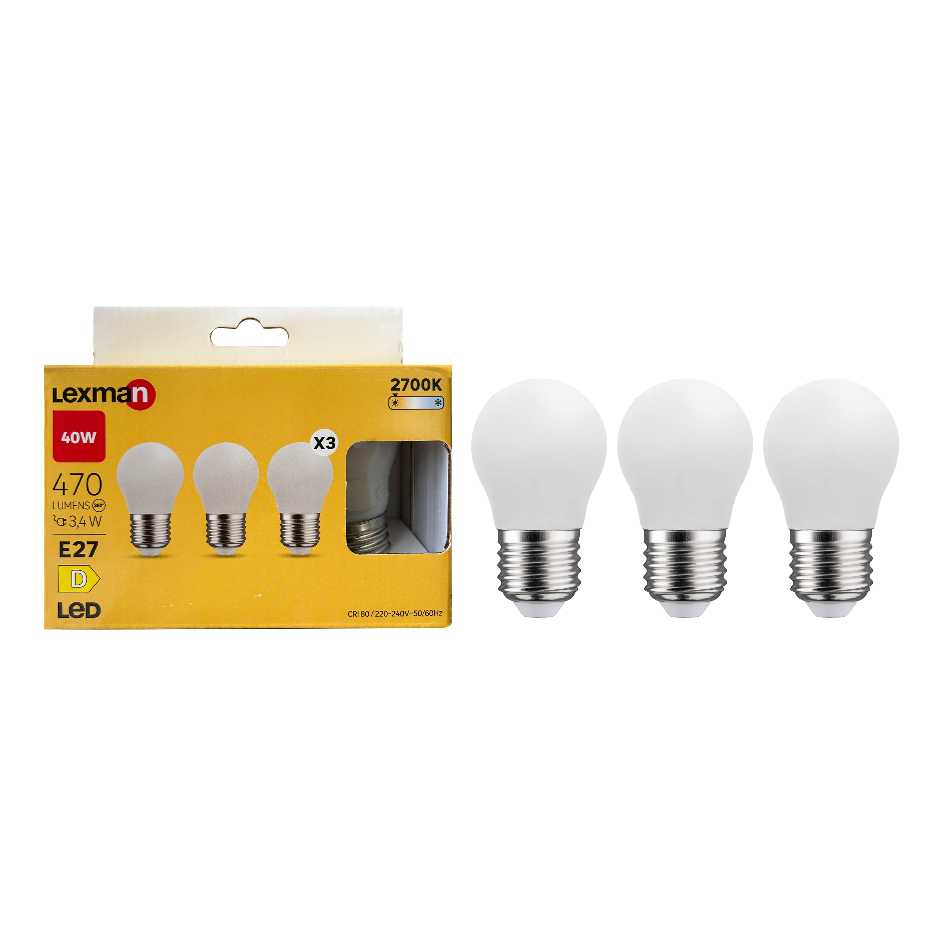Pack 3 Lâmpada LED IP45 E27 470 lm 2700 k Milky - 12