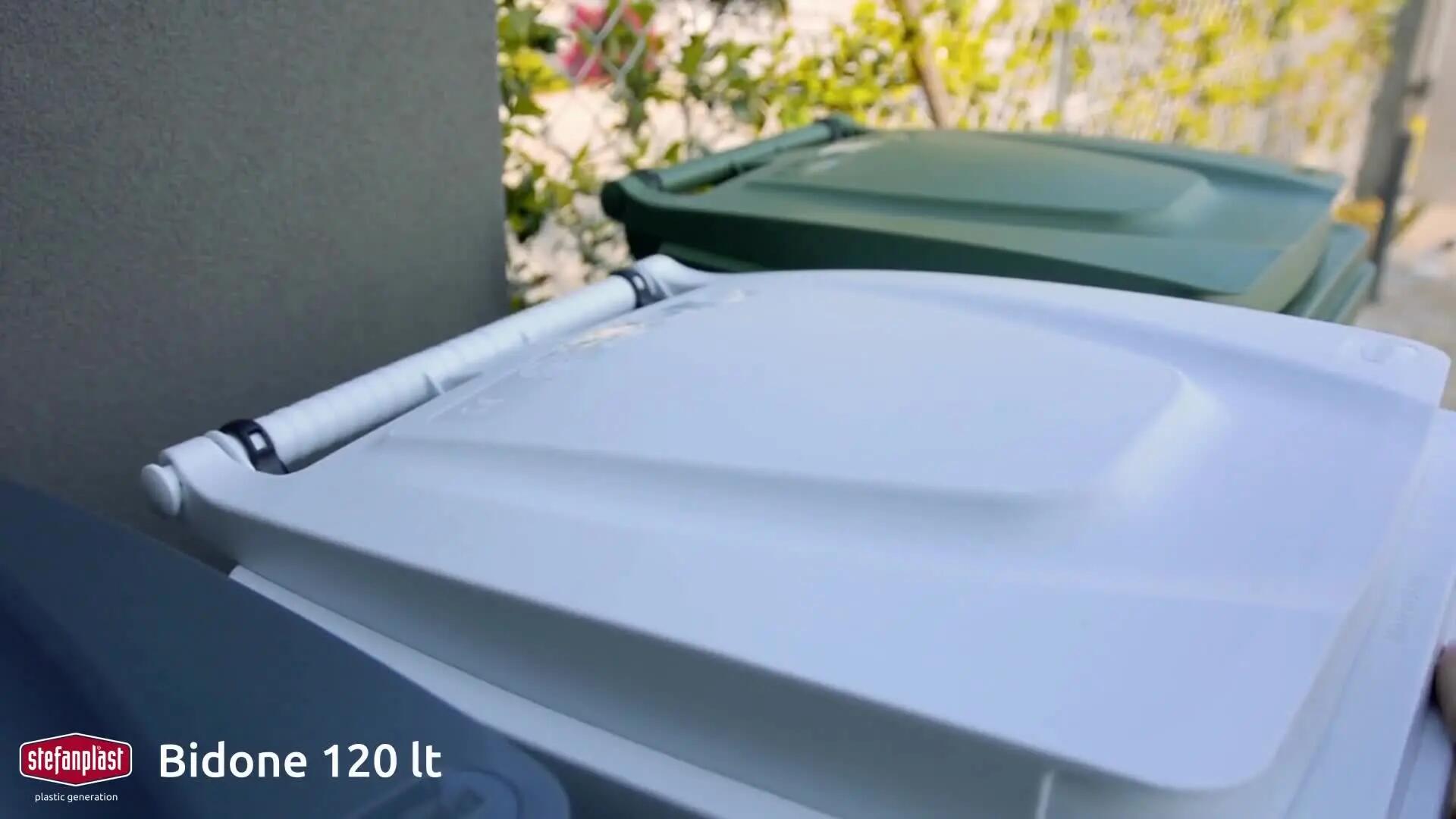 Bidone in polietilene alta densità STEFANPLAST 120 LT verde 2 ruote - 2