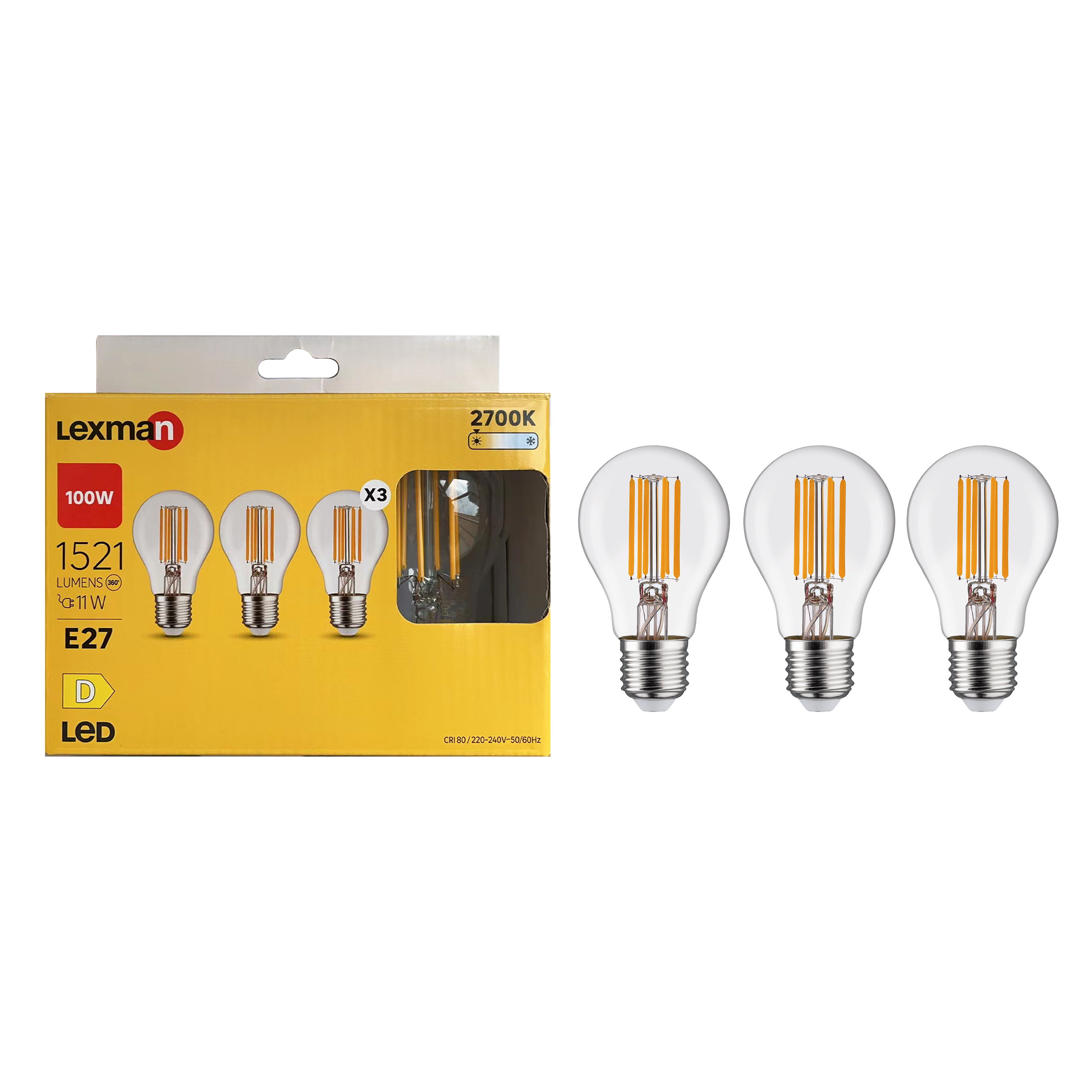 Pack 3 lâmpadas filamento A60 1521lm 2700K Lexman - 9