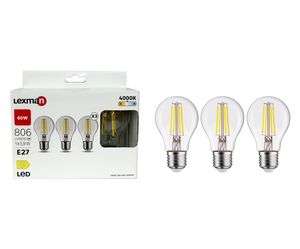 Lot de 3 ampoules led, E27, 806lm = 60W, blanc neutre, LEXMAN Leroy Merlin Les bons plans des petits projets avant l'été