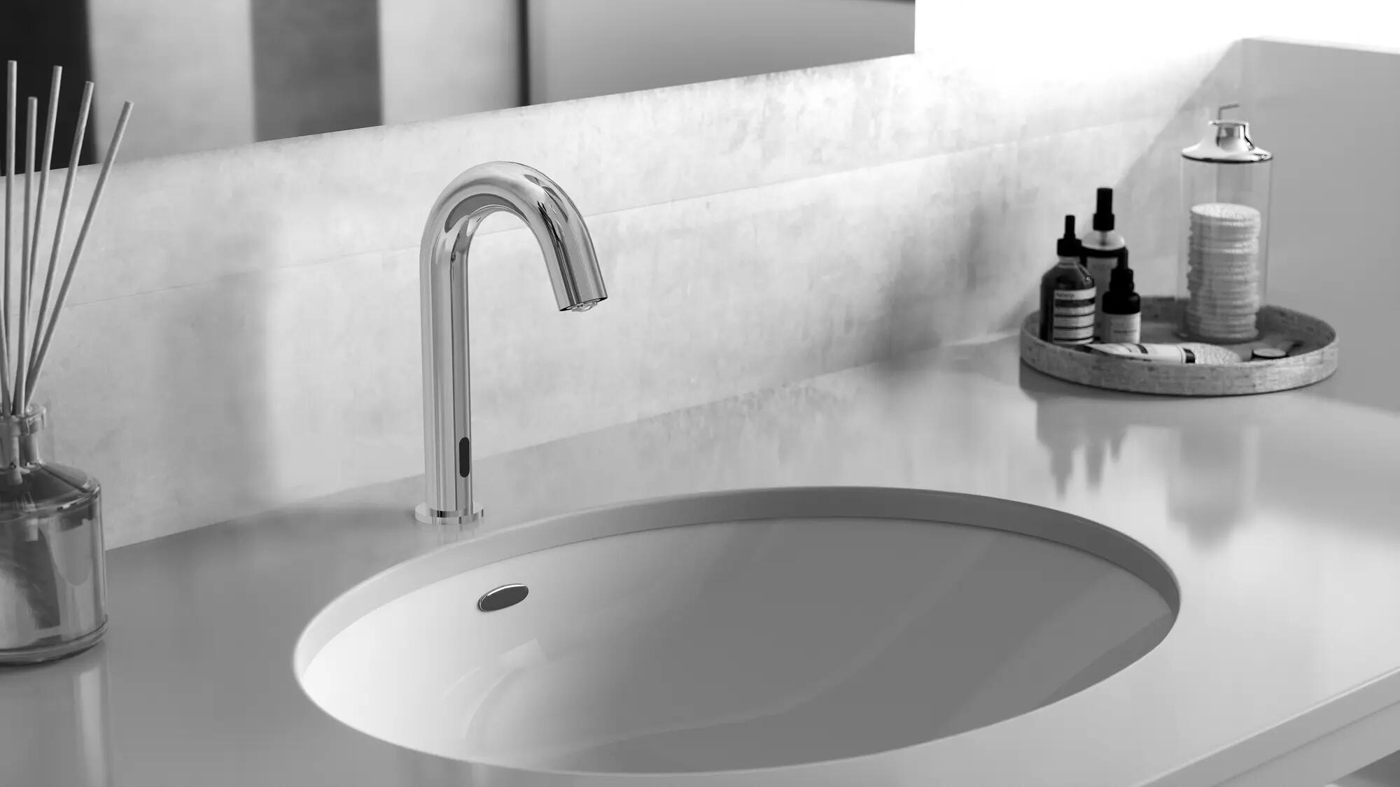 Grifo de lavabo CLEVER Urban electrónico caño alto cromo brillo. Apertura en frío. Antical. Latón - 3