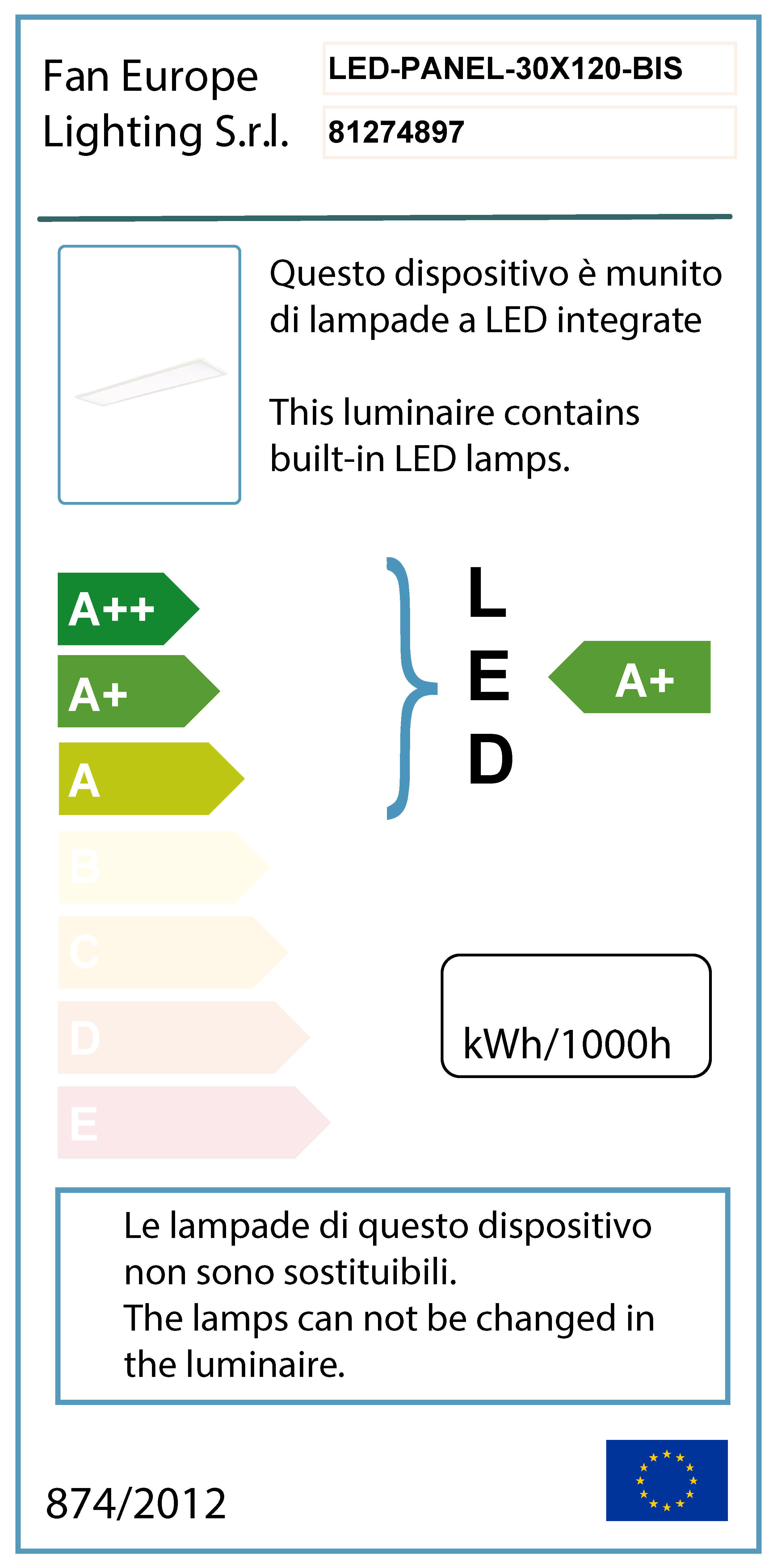 Pannello LED Biemiss 30x120 cm 4600 LUMEN, INTEC - 4