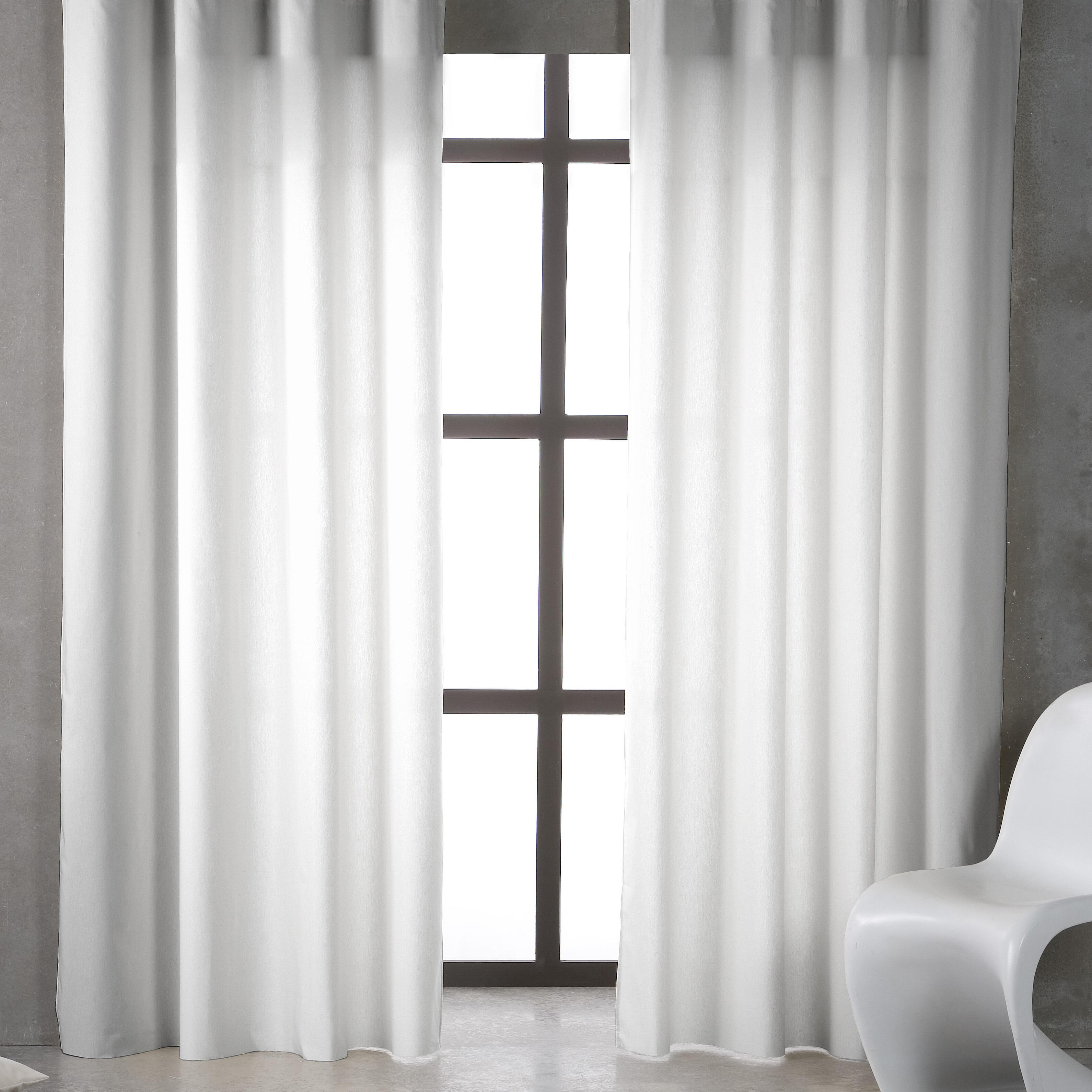 Visillo  cinta y trabilla Ayden lino y poliéster INSPIRE liso blanco 400x270cm - 12