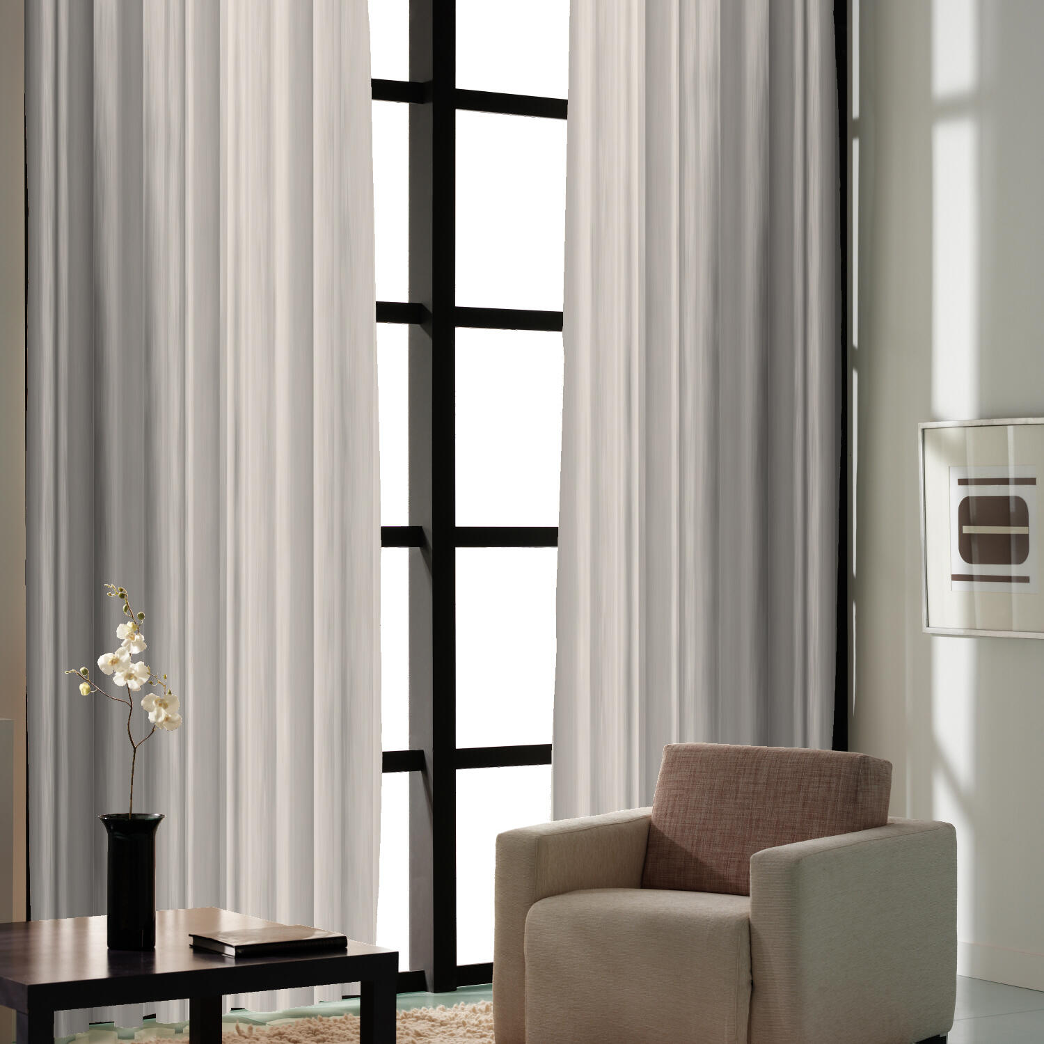 Visillo  cinta y trabilla Ayden lino y poliéster INSPIRE liso blanco 400x270cm - 11