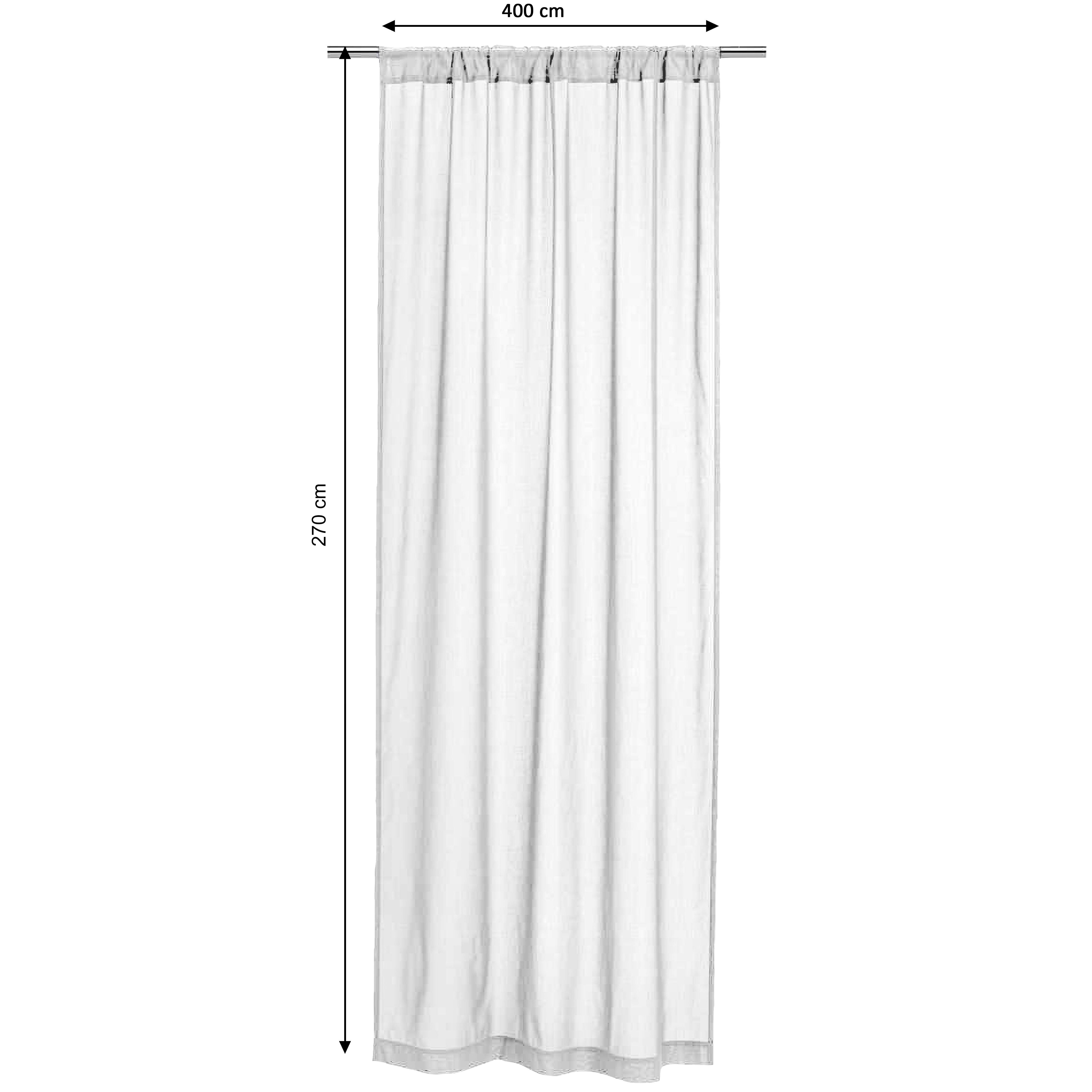 Visillo  cinta y trabilla Ayden lino y poliéster INSPIRE liso blanco 400x270cm - 2