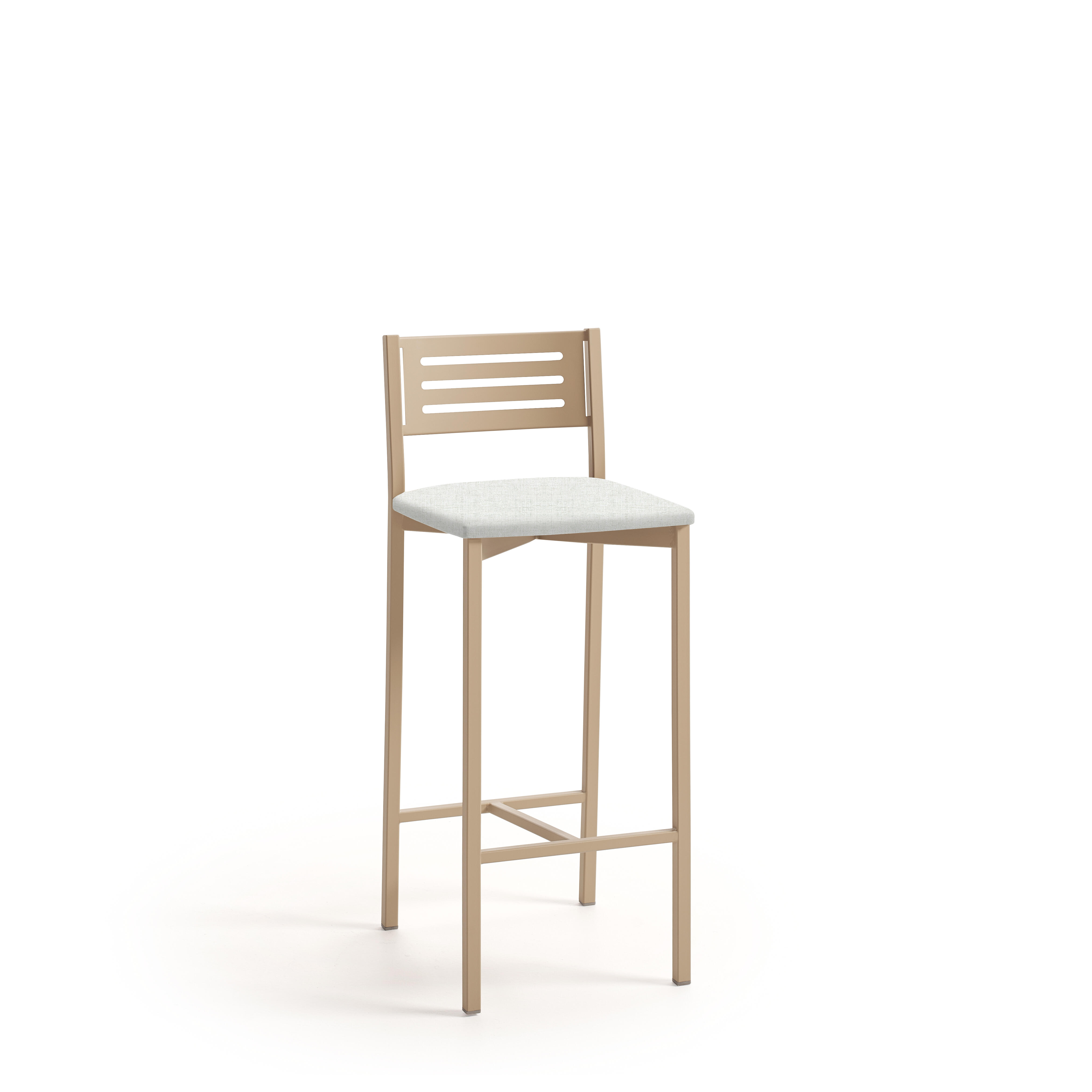 Taburete alto con respaldo kelsa armazón aluminio asiento michigan nieve