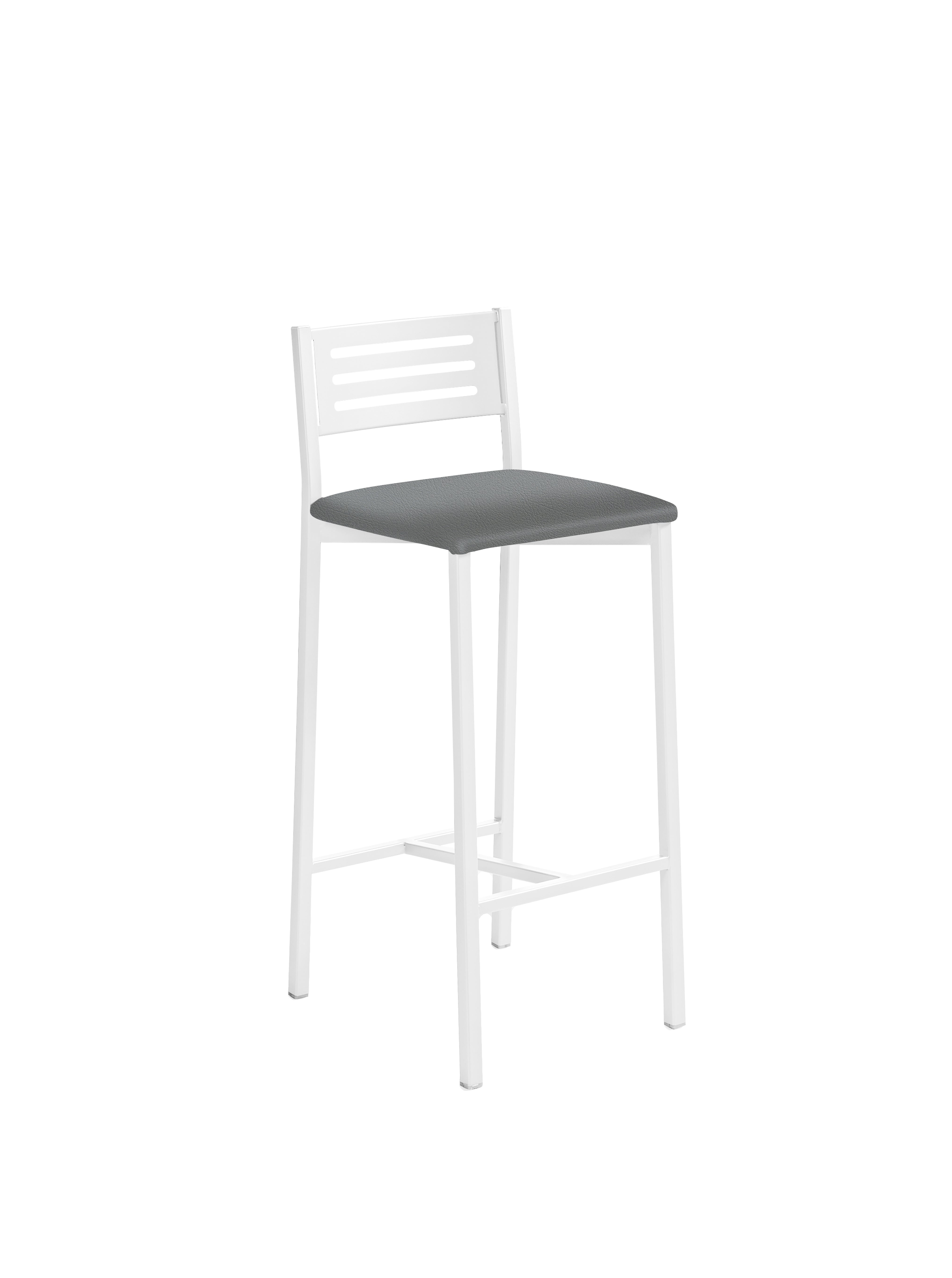 Taburete alto con respaldo kelsa armazón blanco asiento silver sisal