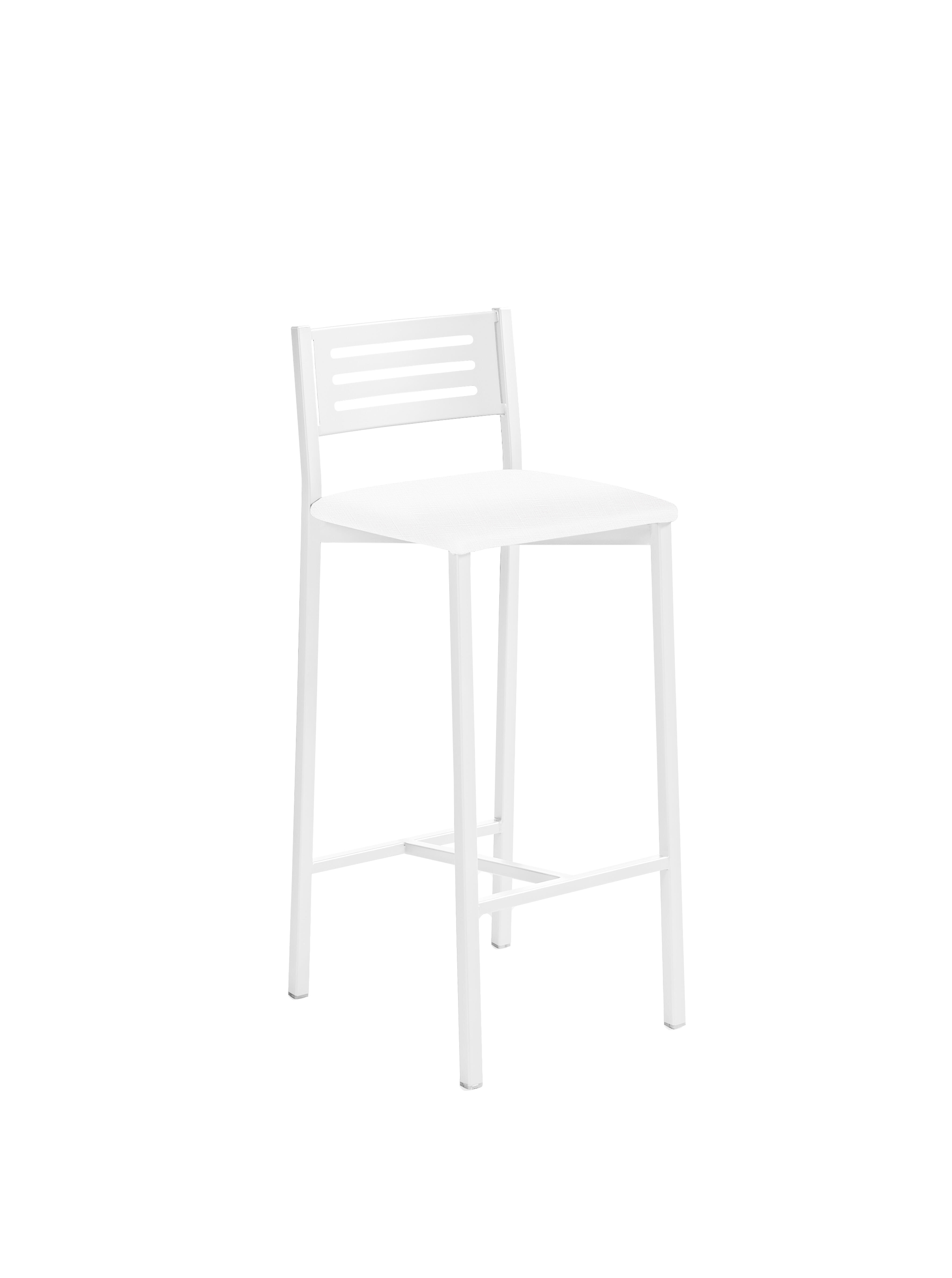 Taburete alto con respaldo kelsa armazón blanco asiento michigan blanco