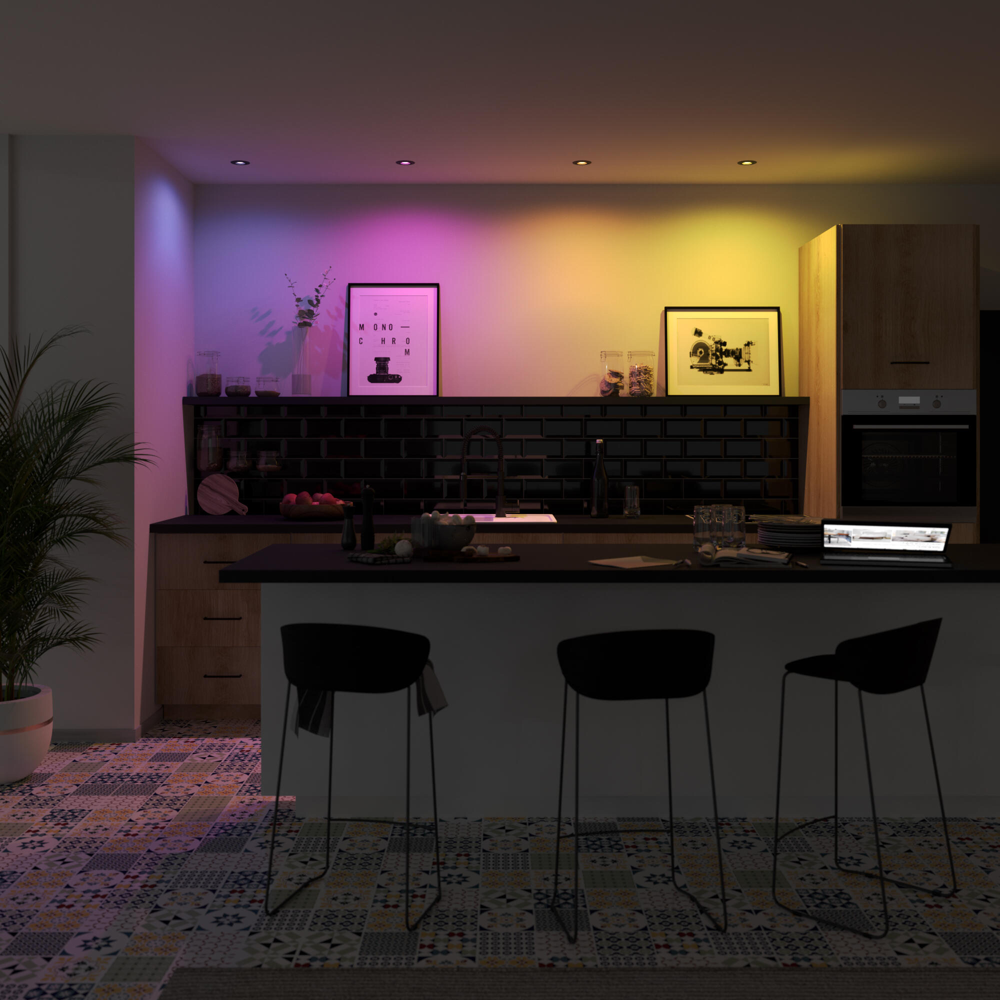 Pack de 3 focos empotrables redondo gris 460lm rgb blanco cálido a blanco frío