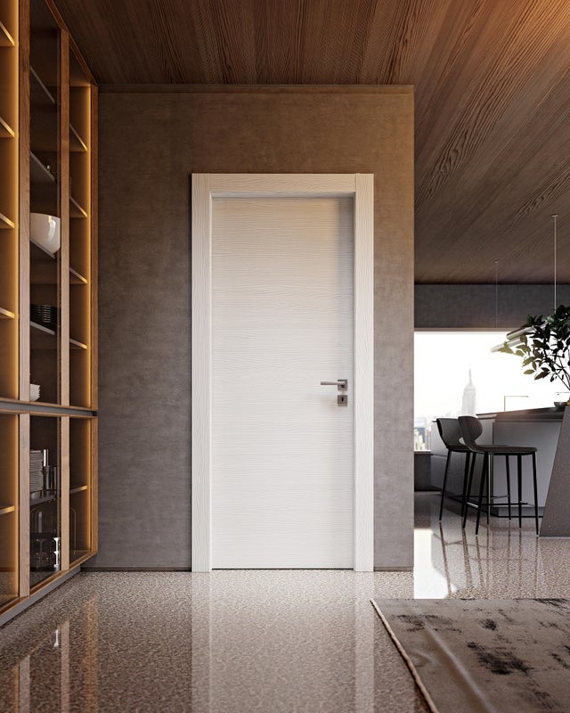 Porta interna a battente Rimini in legno di abete colore bianco matrix, L 70 x H 210 cm, apertura reversibile