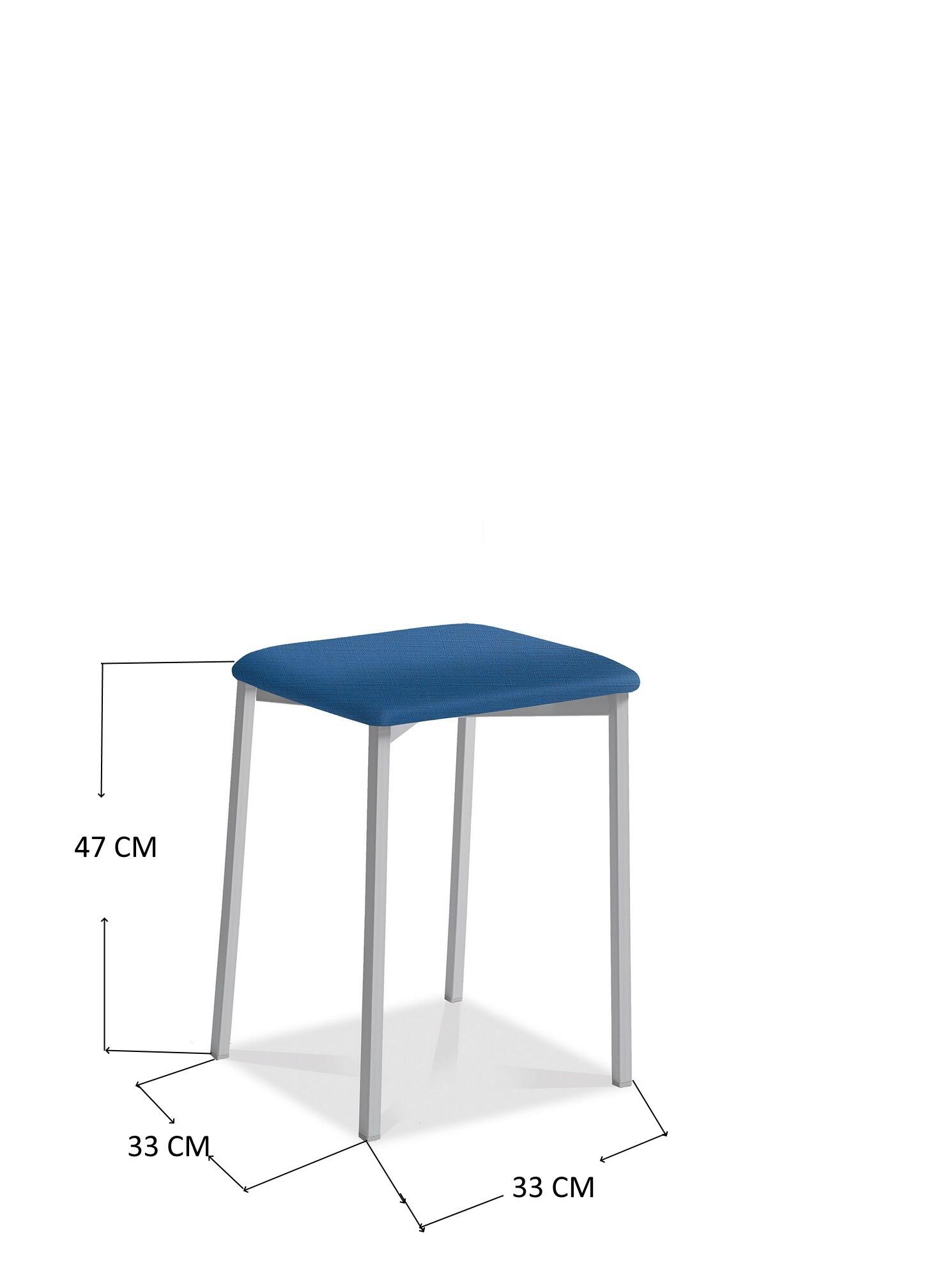 Taburete bajo de cocina Kelsa armazón aluminio asiento polipiel blanco - 2