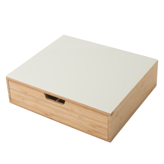 Porta capsule Delinia in bambù e vetro bianco L 35.9 x H 10.2 cm