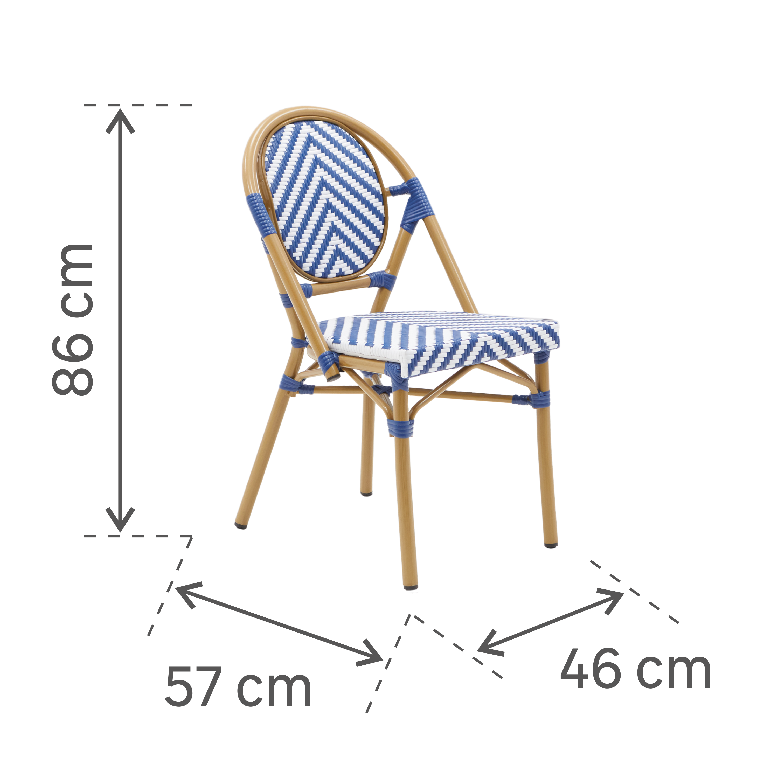 Chaise en aluminium et résine tressée, bleu et blanc Paris NATERIAL - 5